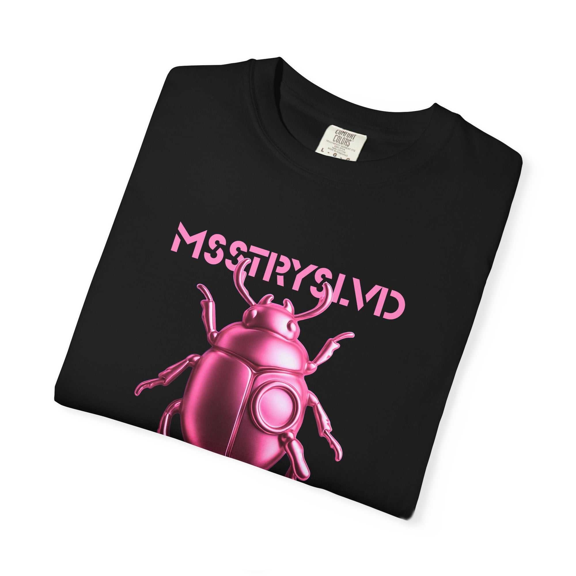 Cyber Beetle Graphic T-Shirt – Futuristic Insect Streetwear Tee, Neon Pink Bug Design Techwear Top For Men & Women