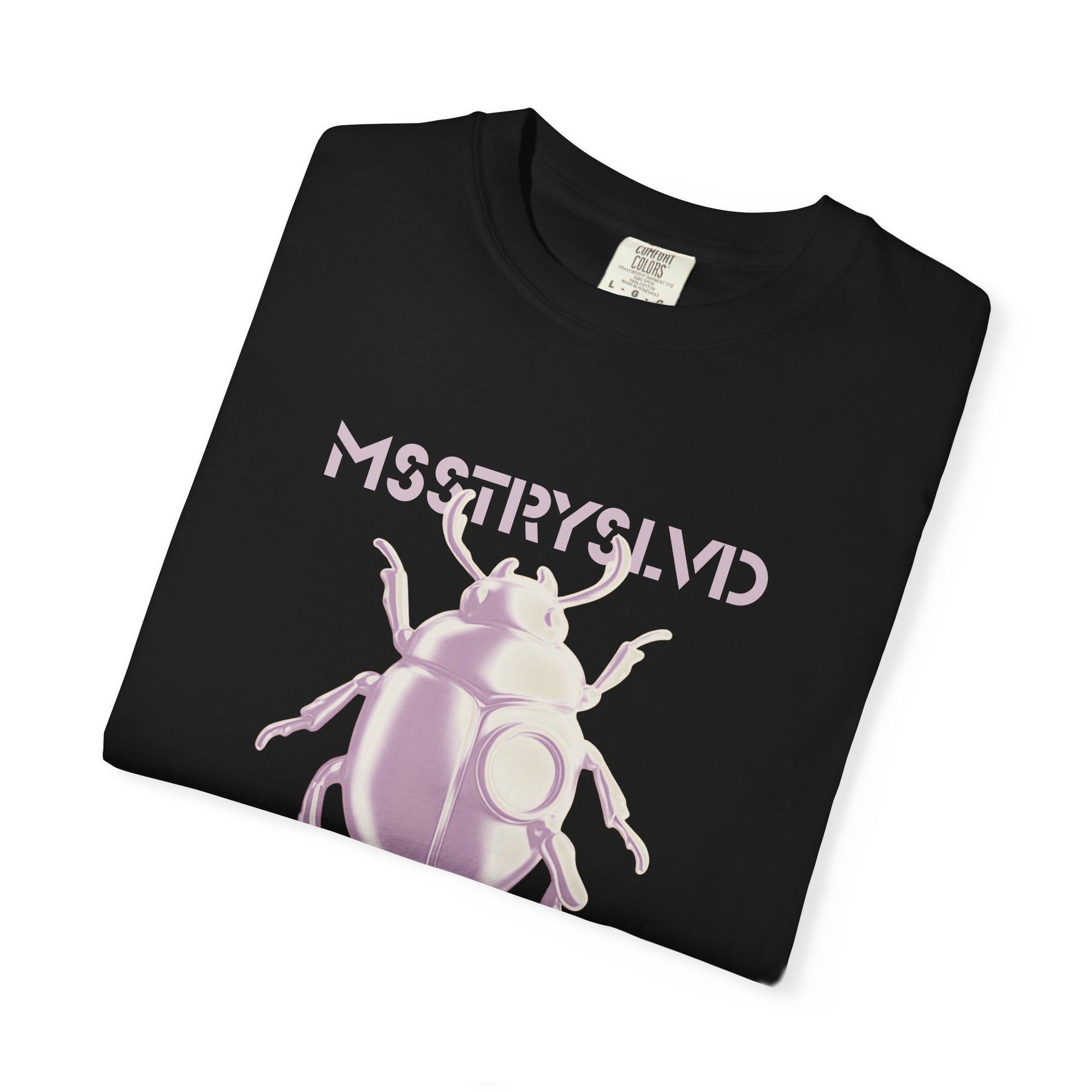 Cyber Beetle Graphic T-Shirt – Futuristic Insect Streetwear Tee, Silver Bug Design Techwear Top For Men & Women