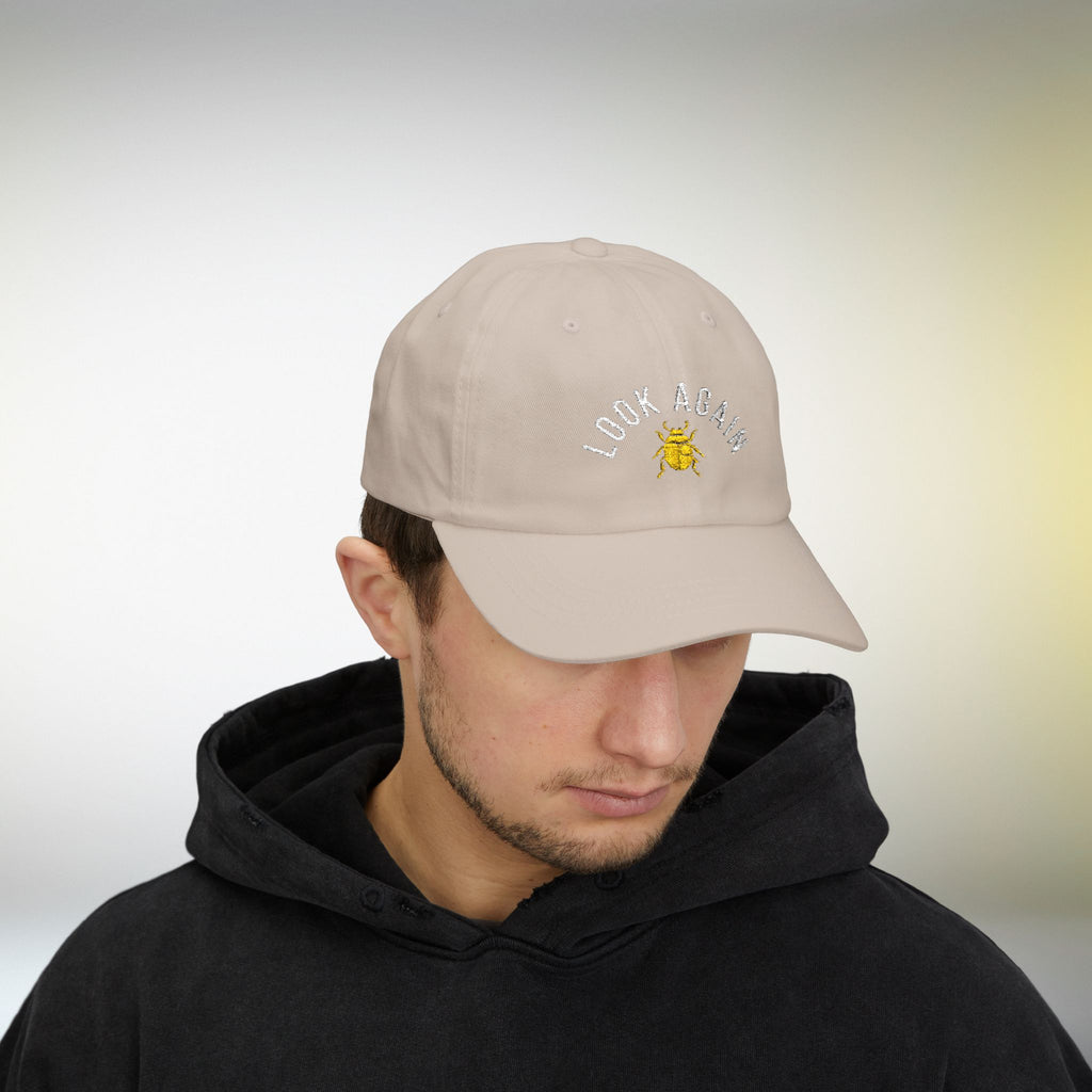 Look Again Embroidered Cap | Minimal Beetle Dad Hat, Premium Unisex Embroidery, Subtle Streetwear Hat