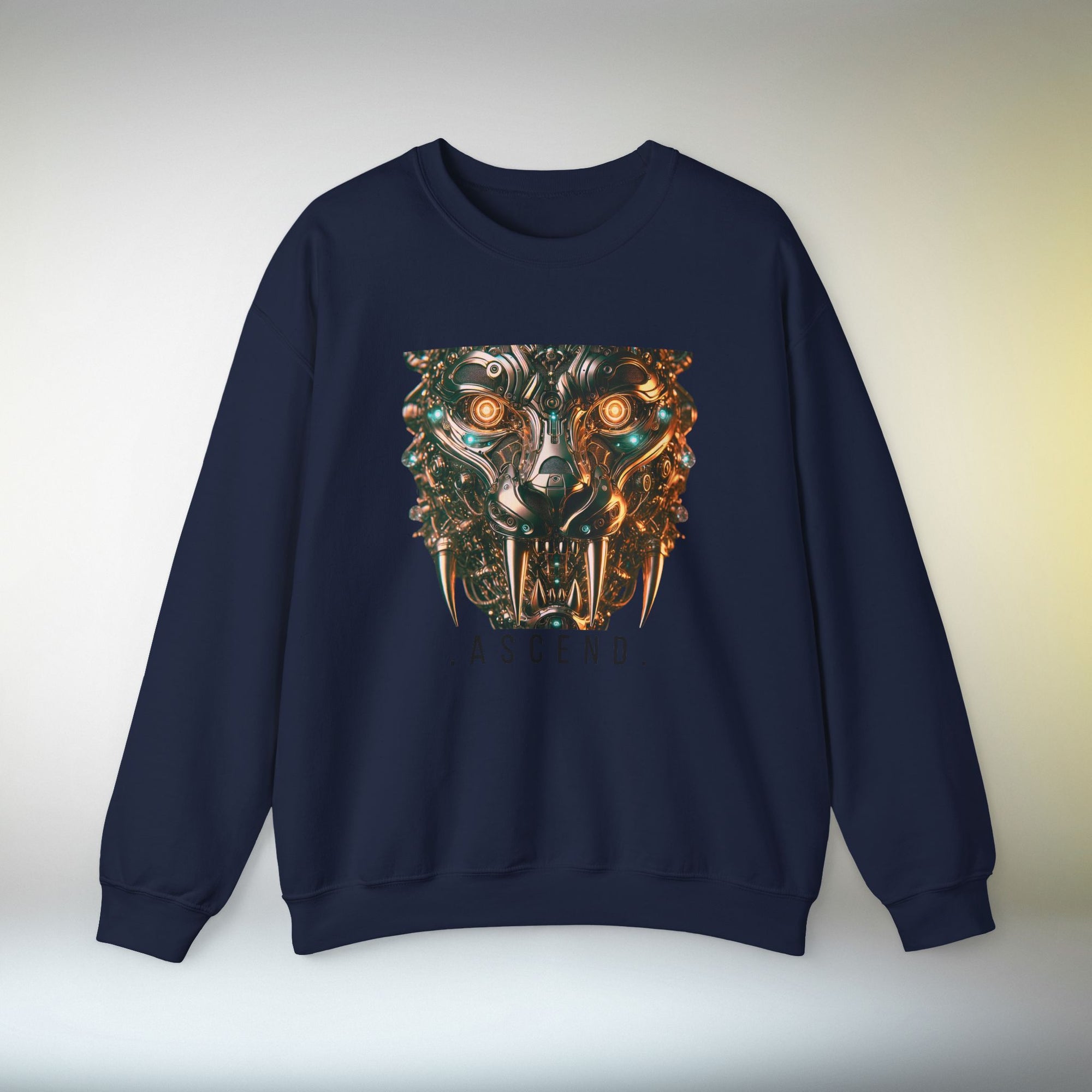 ASCEND Cyber Panther Sweatshirt | Futuristic Mechanical Animal Graphic Crewneck, Sci-Fi Streetwear Unisex