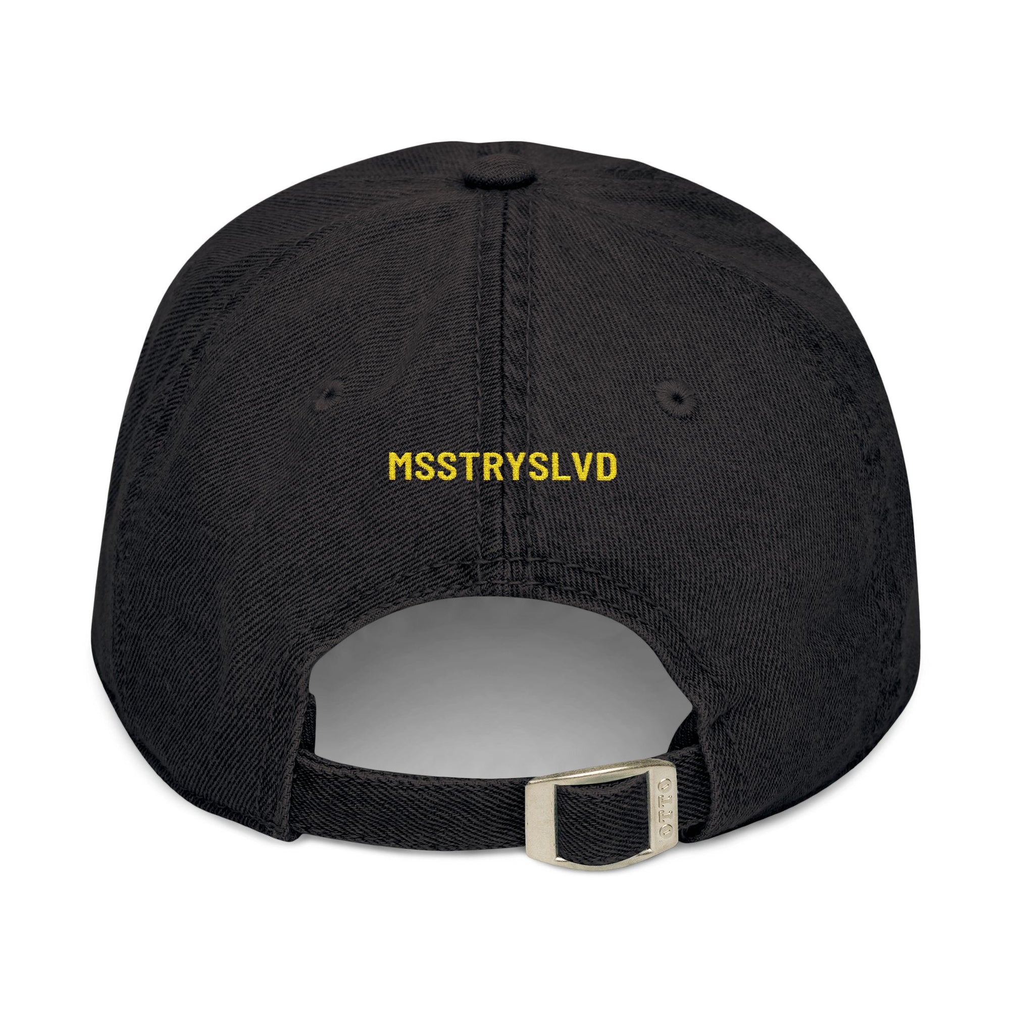 Denim Cap with Gold Beetle Embroidery – Retro Bug Design, Cool Streetwear Golden Insect Aesthetic Cap