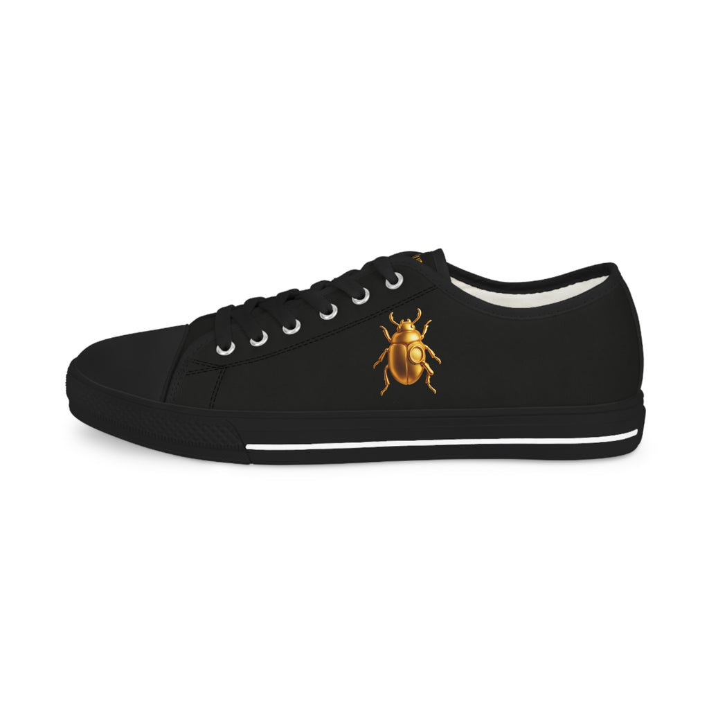 “DARKWALKER V1” Unisex Low Top Sneakers – Black & Gold Beetle Streetwear Edition, Men & Women
