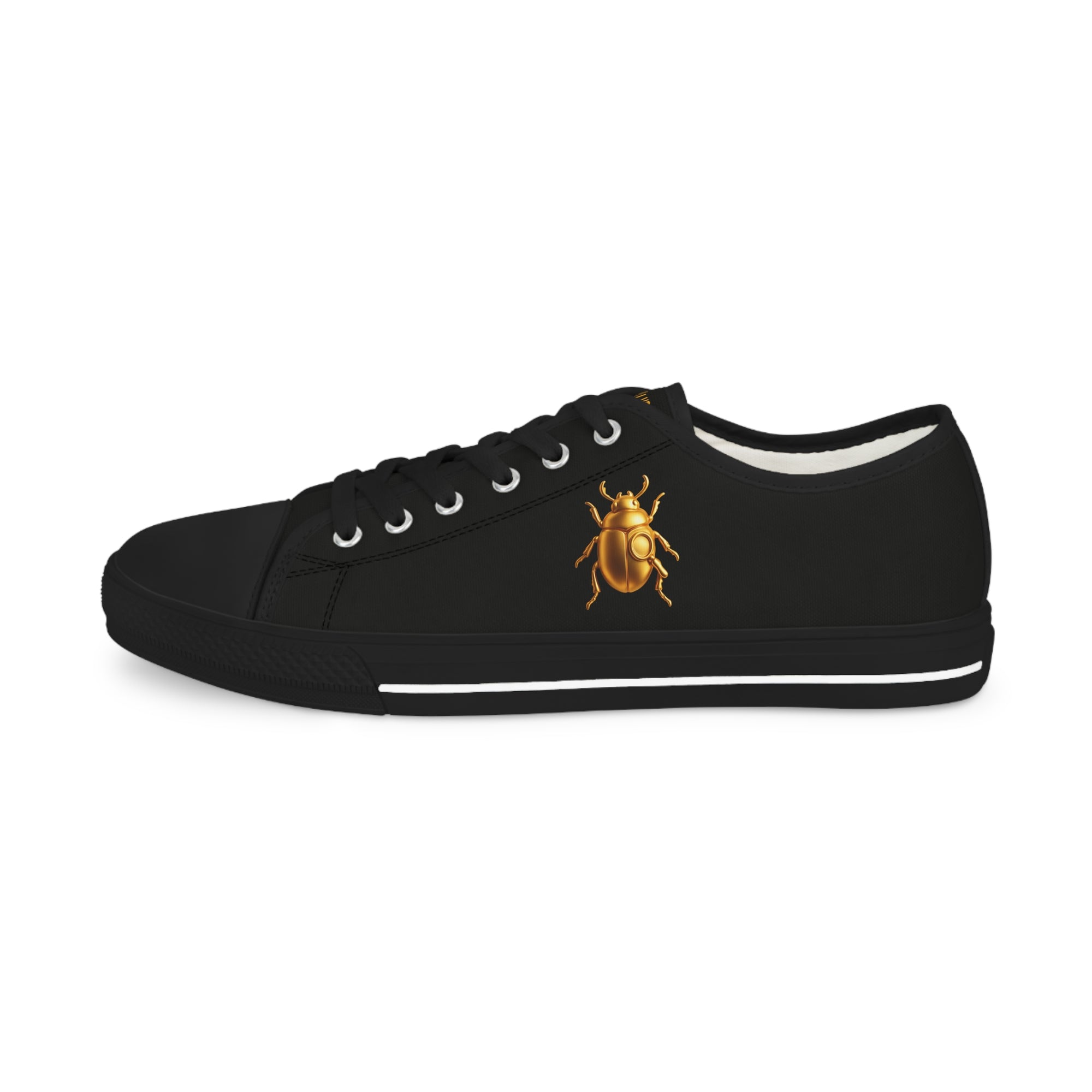 “DARKWALKER V1” Unisex Low Top Sneakers – Black & Gold Beetle Streetwear Edition, Men & Women