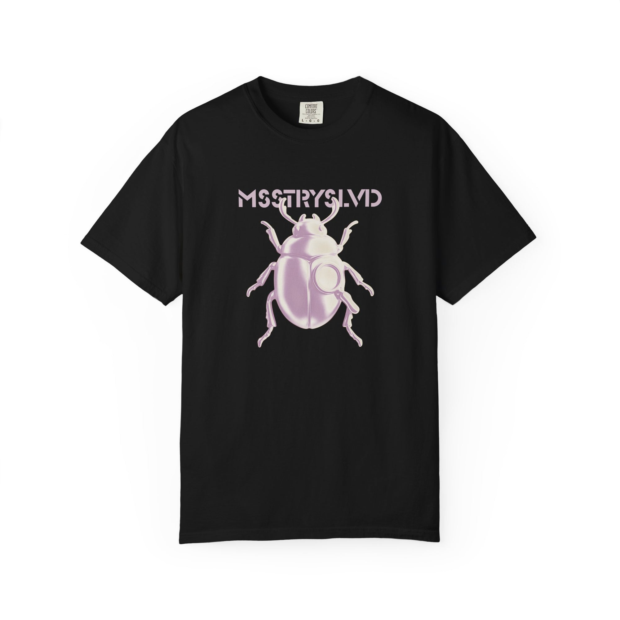 Cyber Beetle Graphic T-Shirt – Futuristic Insect Streetwear Tee, Silver Bug Design Techwear Top For Men & Women