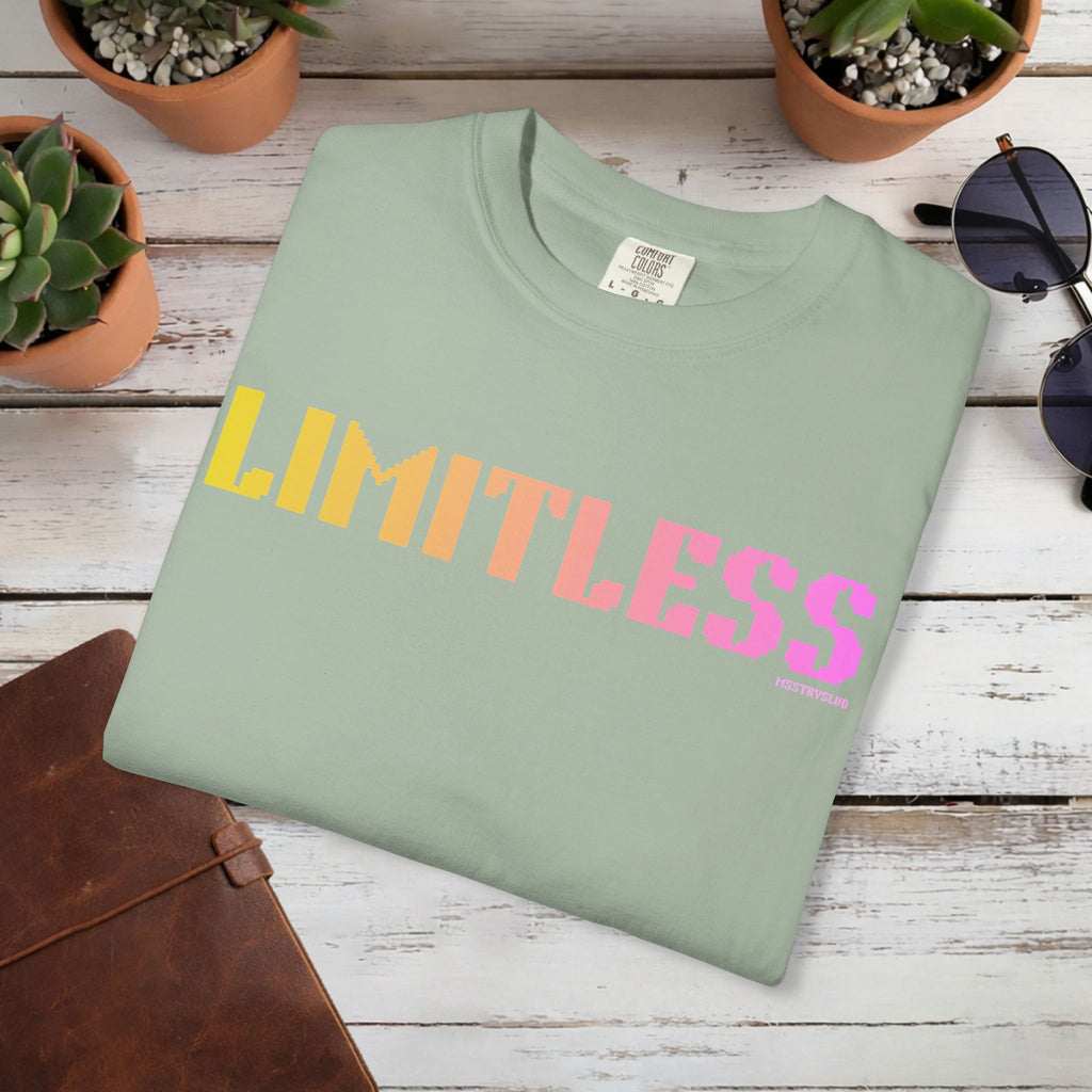 LIMITLESS Graphic T Shirt Aesthetic Streetwear Tee, Unisex Minimal Typography Shirt, Pastel Fashion Top