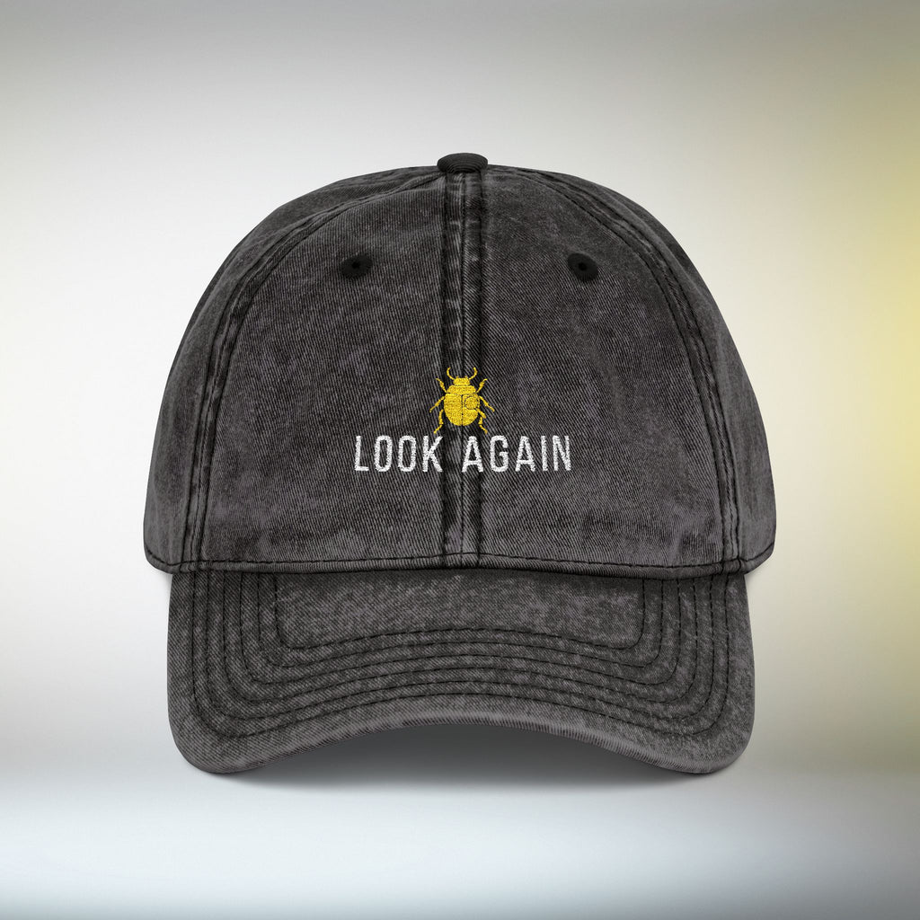 Look Again Embroidered Vintage Cap | Minimal Beetle Dad Hat, Premium Unisex Embroidery, Subtle Streetwear Hat