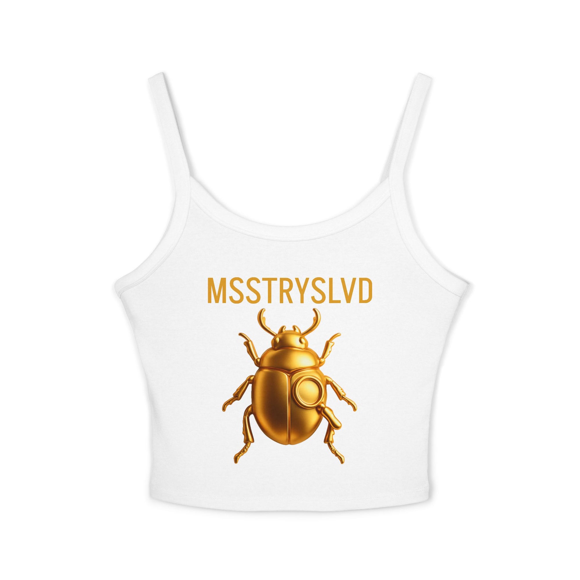 ✨ “MSSTRYSLVD BUG” CROP TANK Golden Beetle Edition II - Women's Spaghetti Strap Tank Top