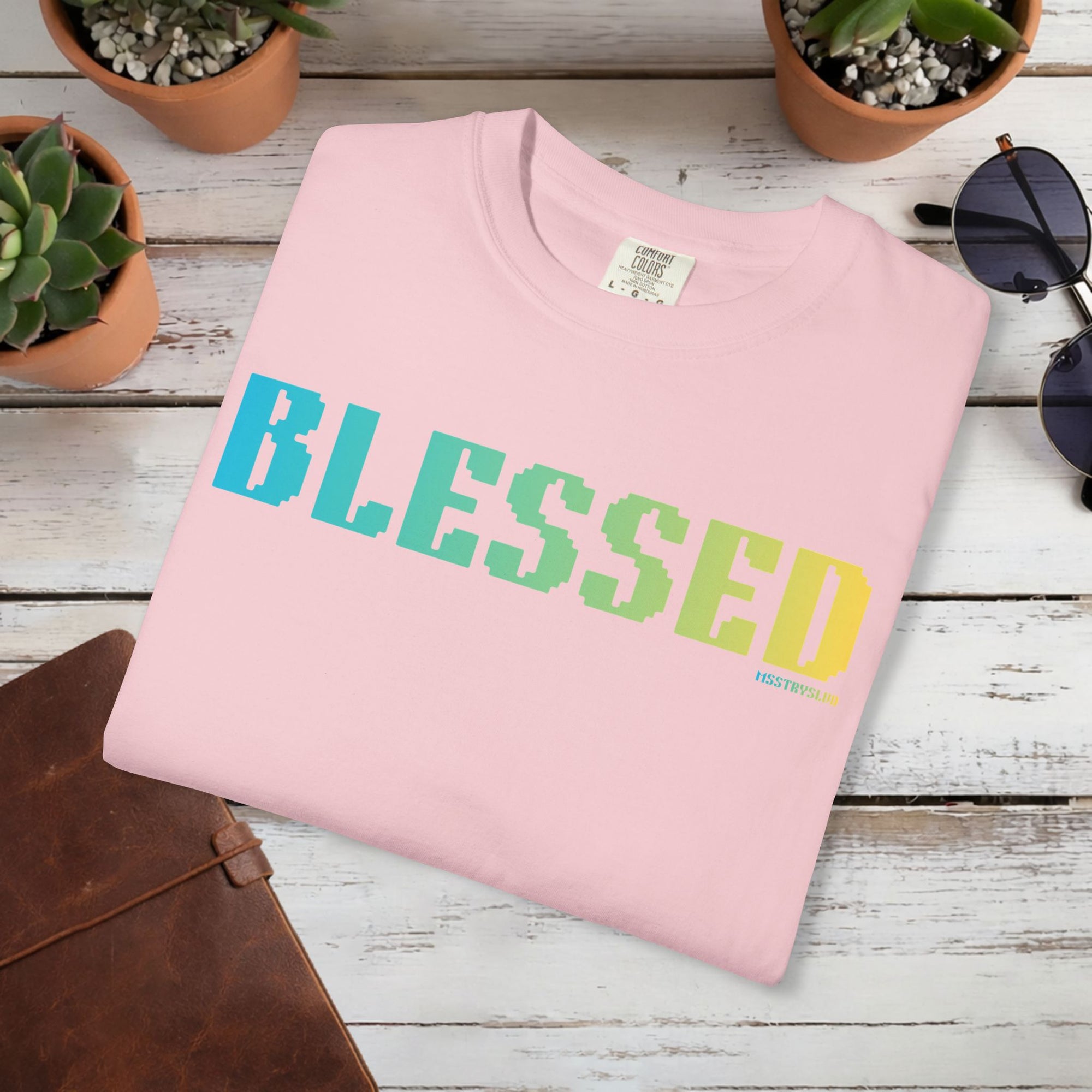 BLESSED Graphic T Shirt Aesthetic Streetwear Tee, Unisex Minimal Typography Shirt, Grateful Pastel Fashion Top
