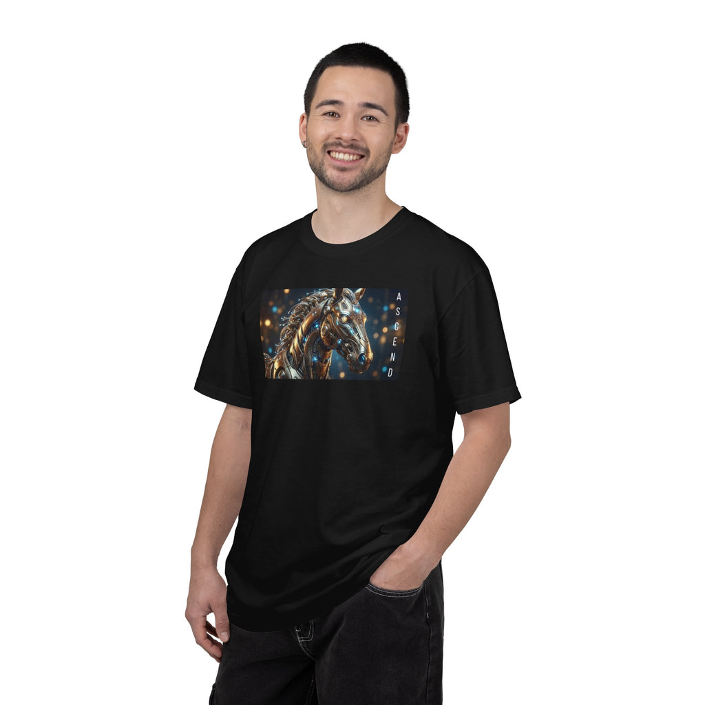ASCEND Cyber Horse T-Shirt | Futuristic Steampunk Mechanical Animal Graphic Tee, Sci-Fi Streetwear Unisex