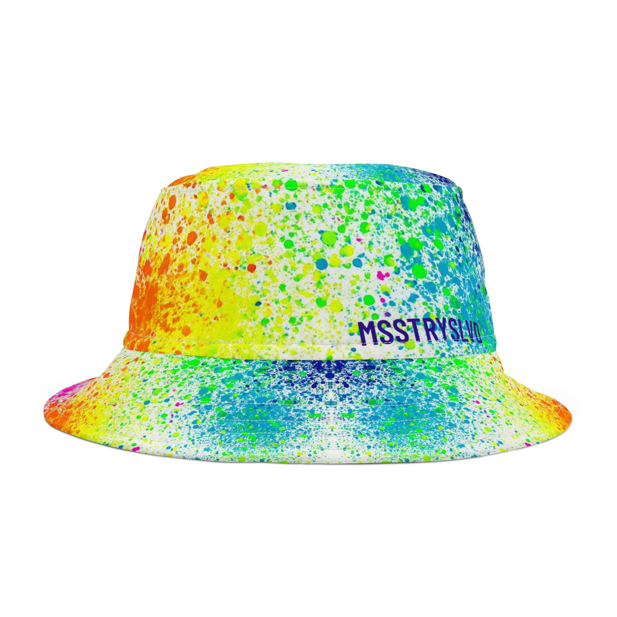 BURST Color Splash Bucket Hat White Neon in Rainbow Colors | Cool Reversible Hat for Summer Festival | Streetwear