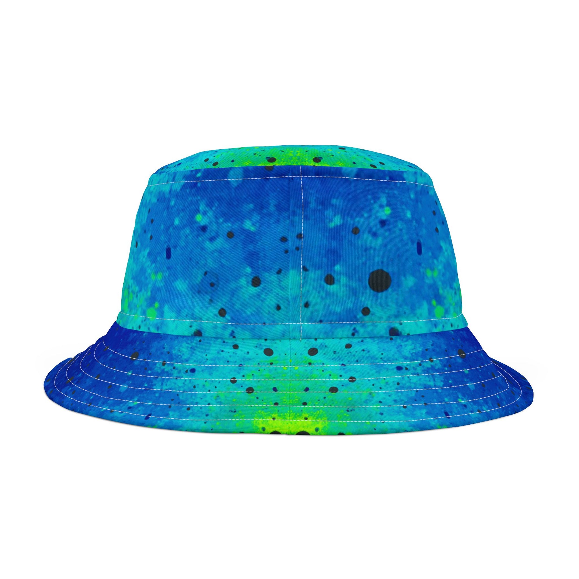 AQUA Color Splash Blue Bucket Hat in Neon Aqua & Teal | Cool Reversible Hat for Summer Festival | Streetwear