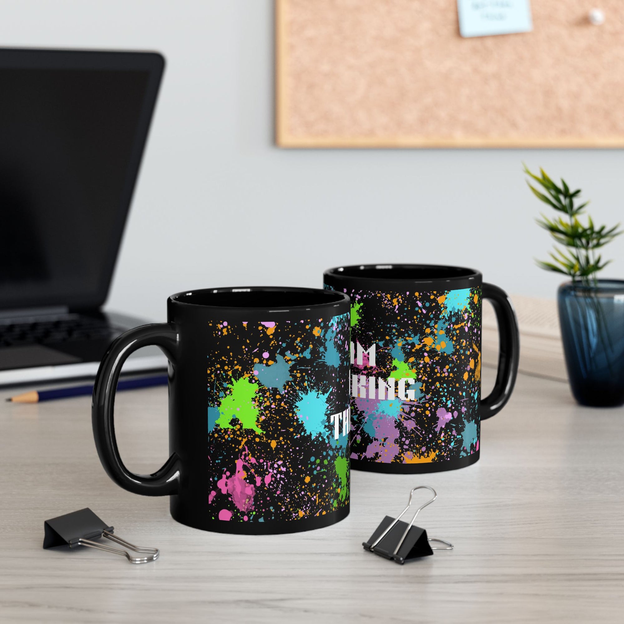 I Am Thinking Black Mug Color Splash Funny Coffee Cup Gift Office Friends