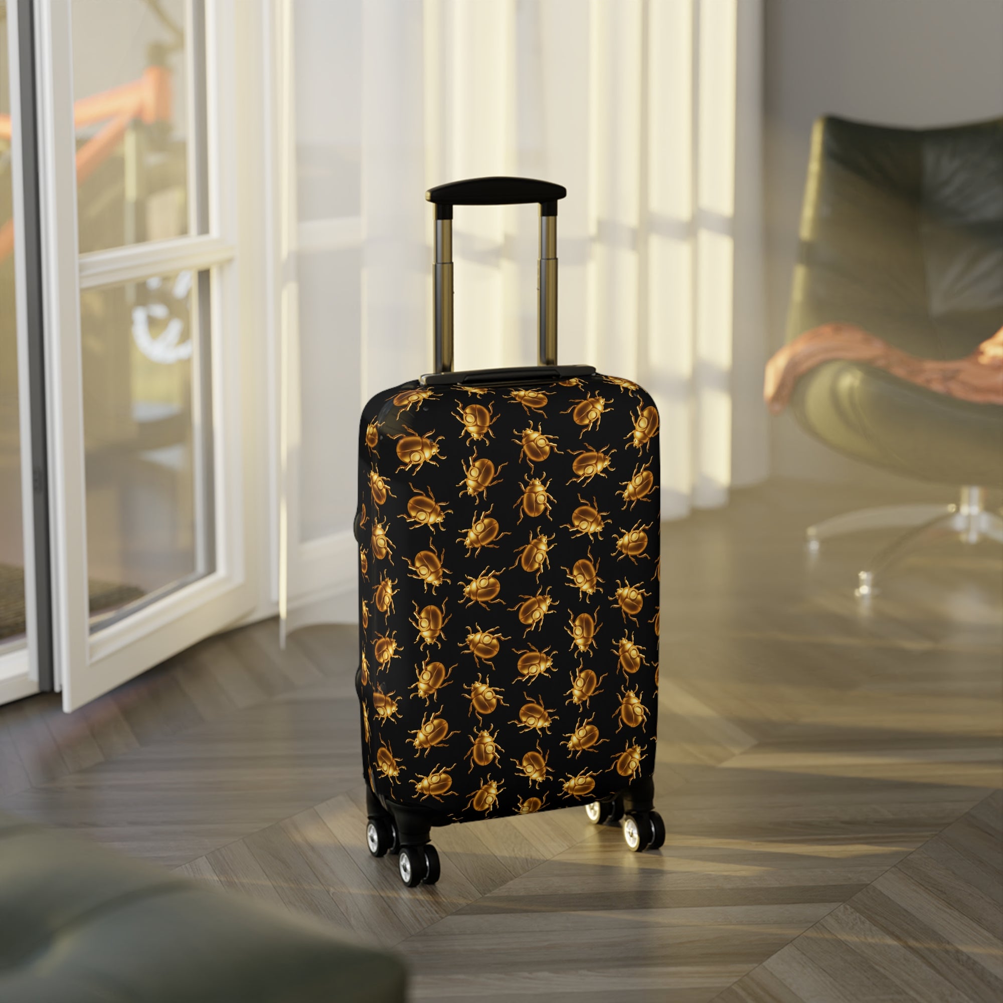 ✈️ "BUGGED AND COVERED" Golden Beetle Luggage Cover