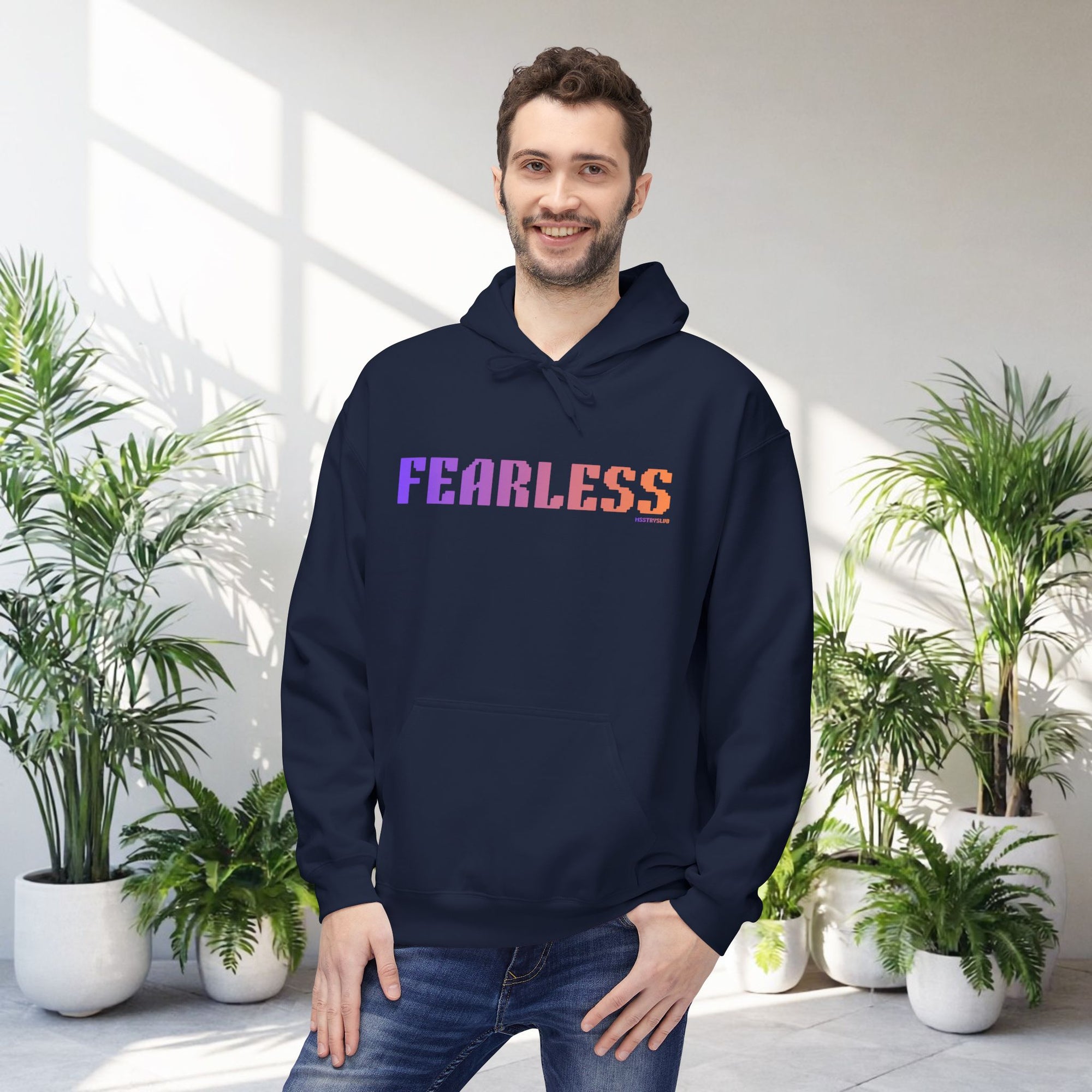 Fearless Bold Big Quote Hoodie | Bold Colorful Print Retro Graphic Pullover