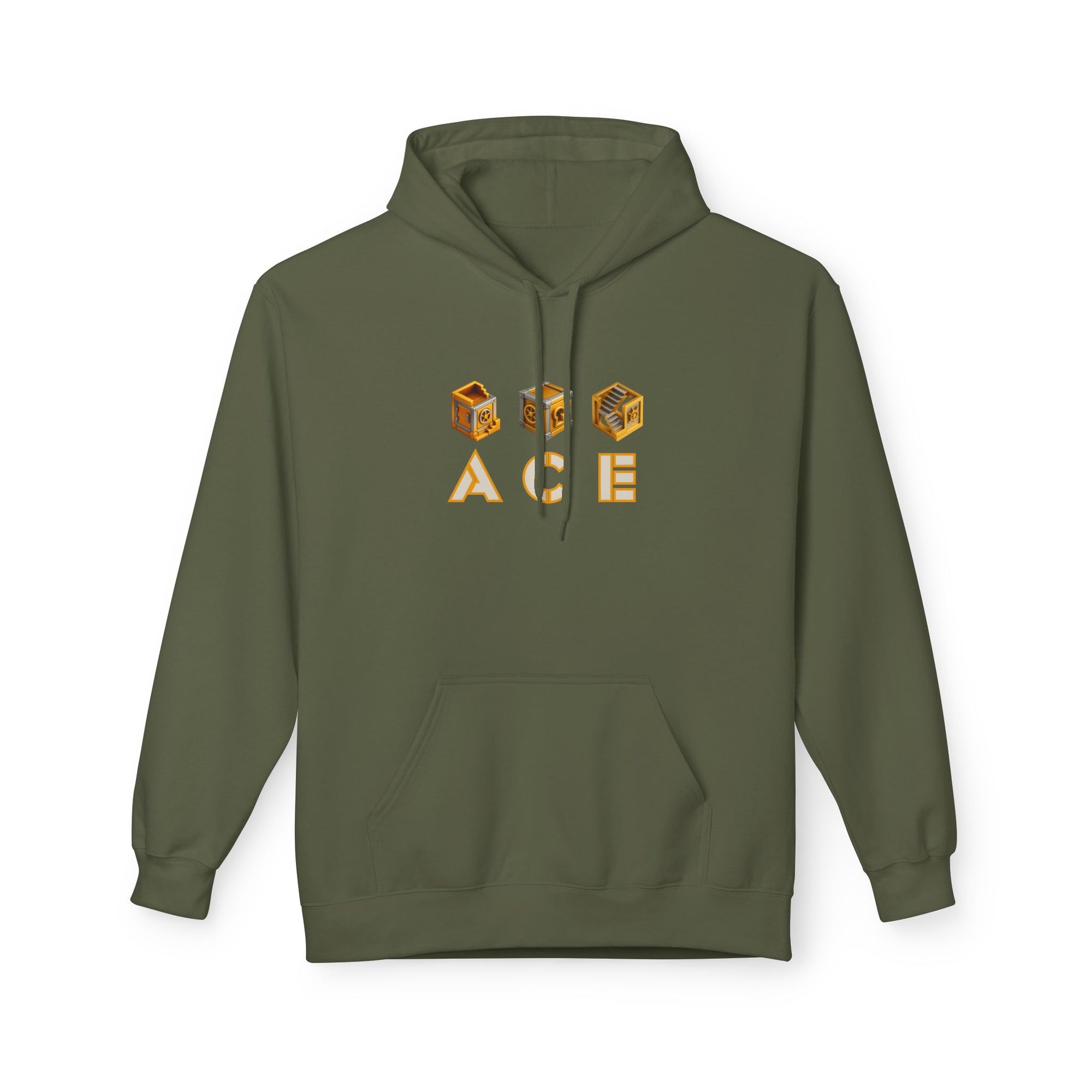 ACE Vault Hoodie – Gaming Puzzle Vault Icon Design, Retro Gamer Graphic Hoodie
