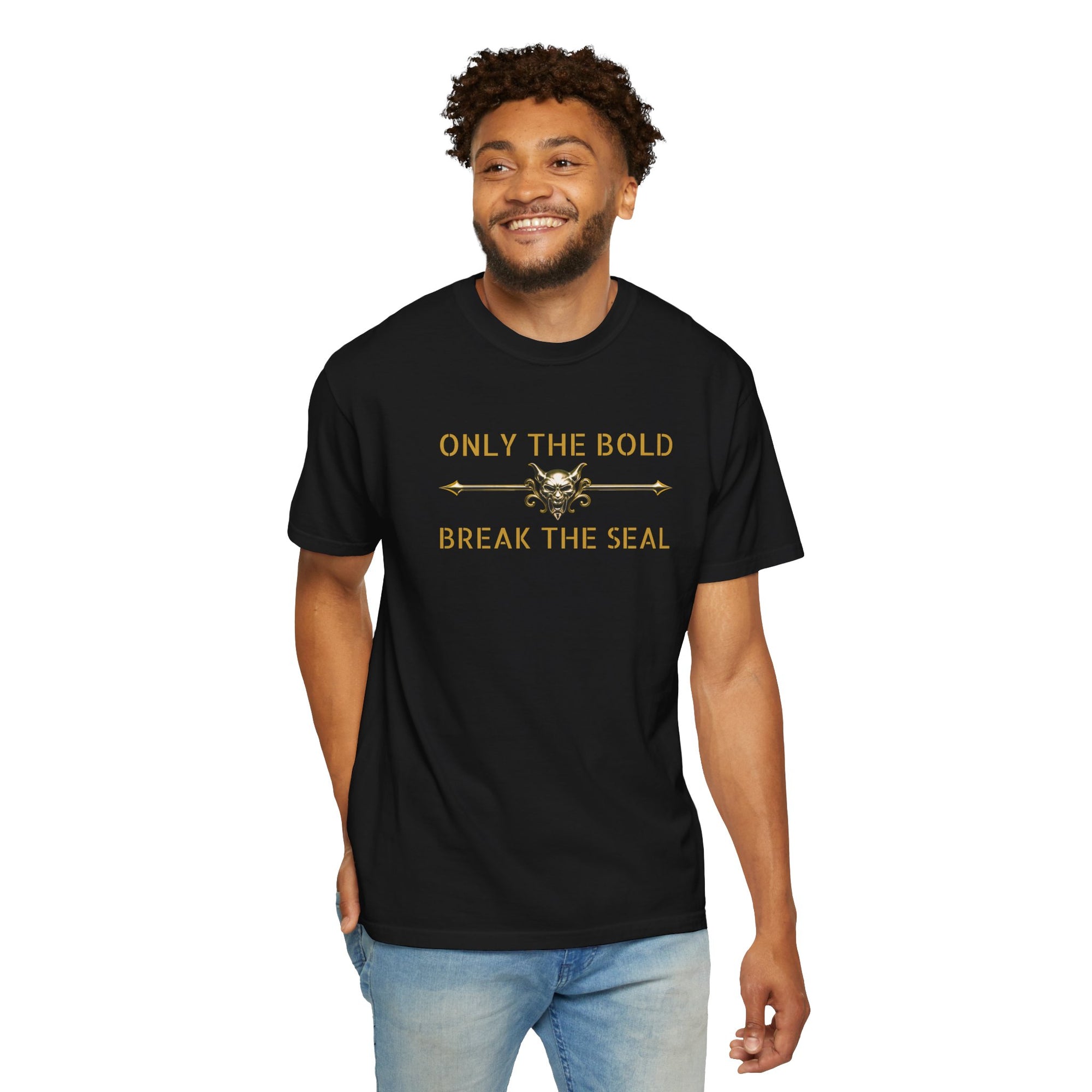 Only the Bold Break the Seal T-Shirt – MSSTRYSLVD® Gold Vault Edition | Dark Fantasy Streetwear for Fearless Players
