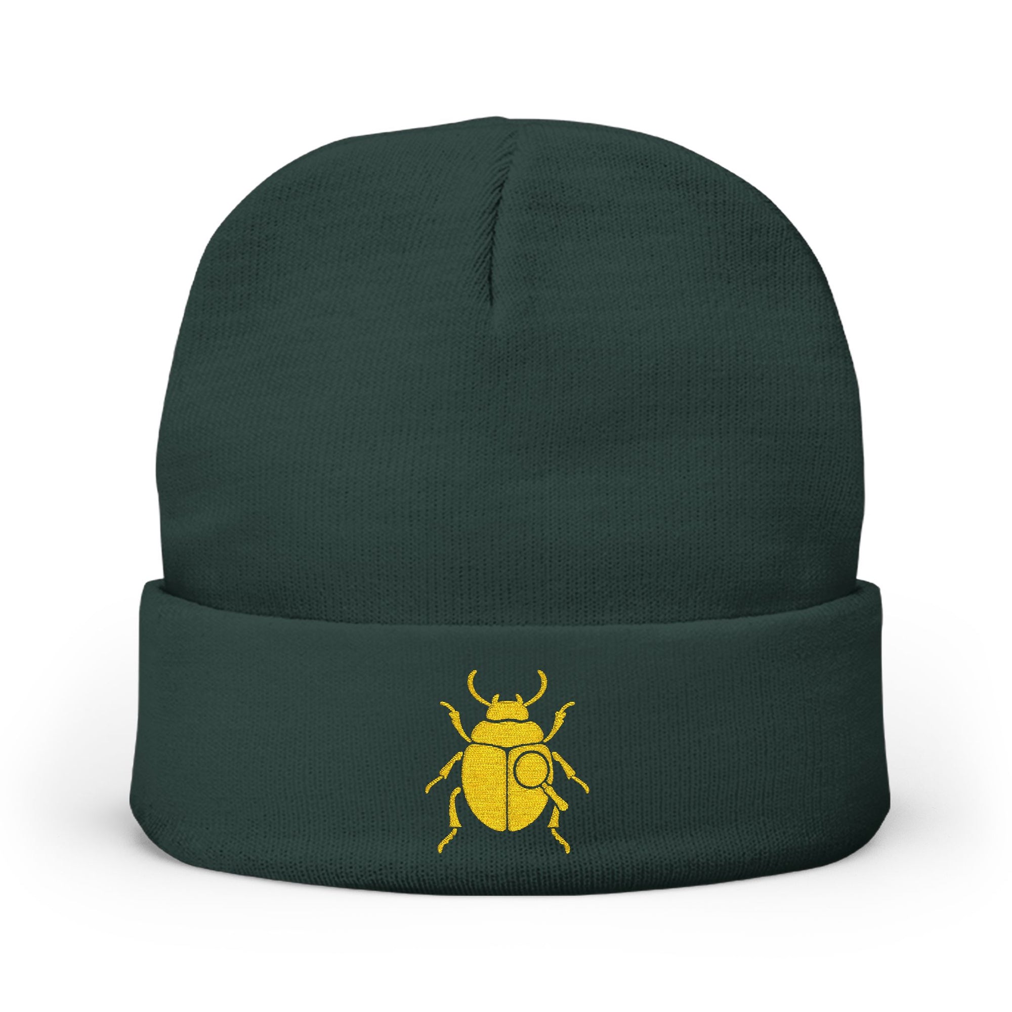 Golden Beetle Knit Beanie (Embroidery)