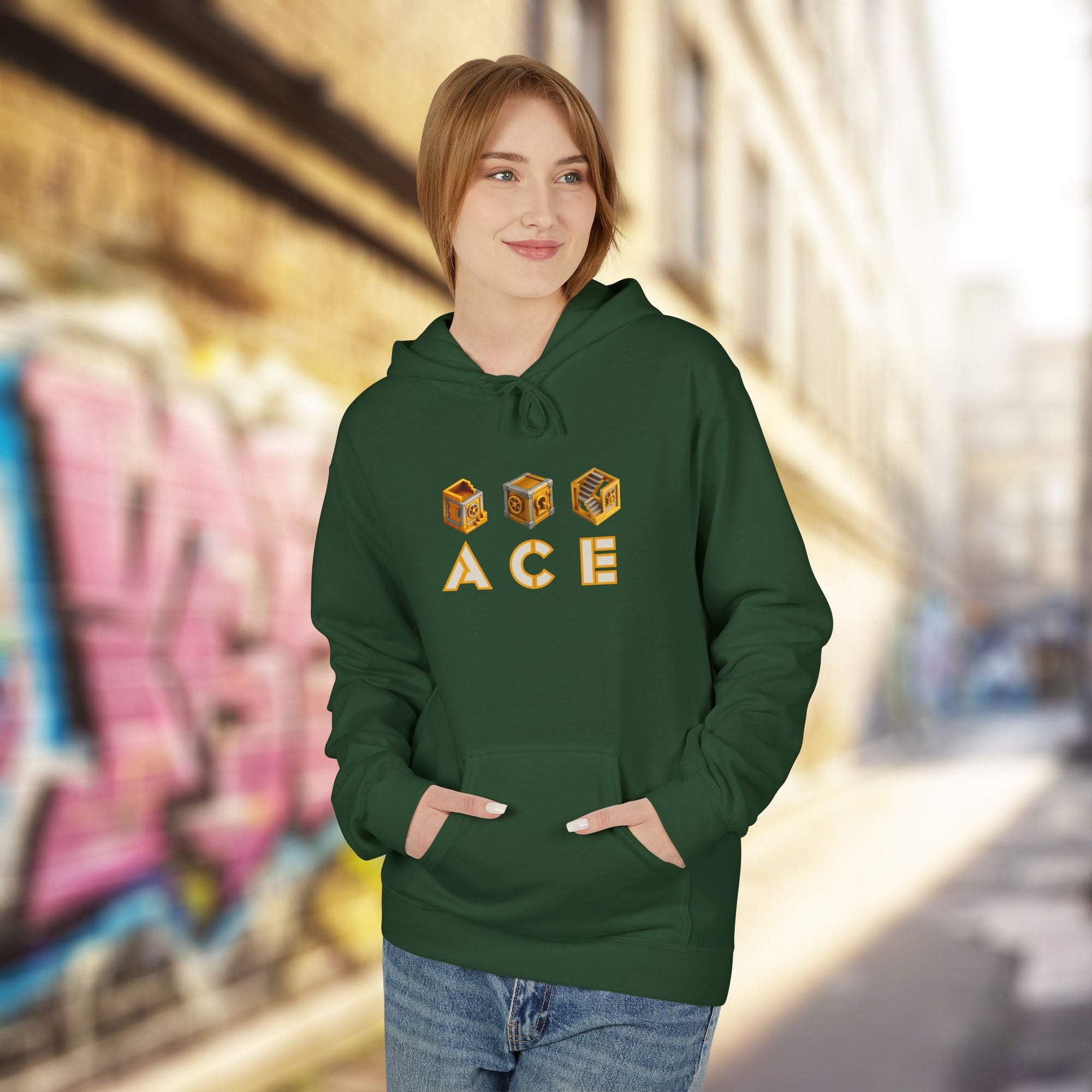 ACE Vault Hoodie – Gaming Puzzle Vault Icon Design, Retro Gamer Graphic Hoodie