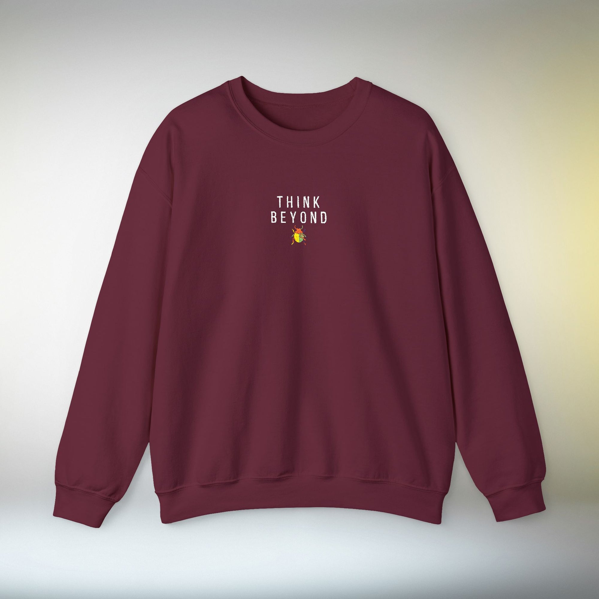 Think Beyond Embroidered Sweatshirt | Minimal Motivational Crewneck, Premium Unisex Embroidery, Thoughtful Streetwear