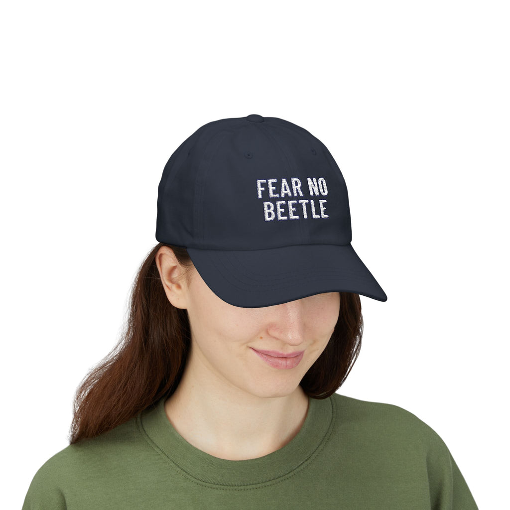 FEAR NO BEETLE Cap | Funny Embroidered Dad Hat Insect Humor Gift Baseball Cap