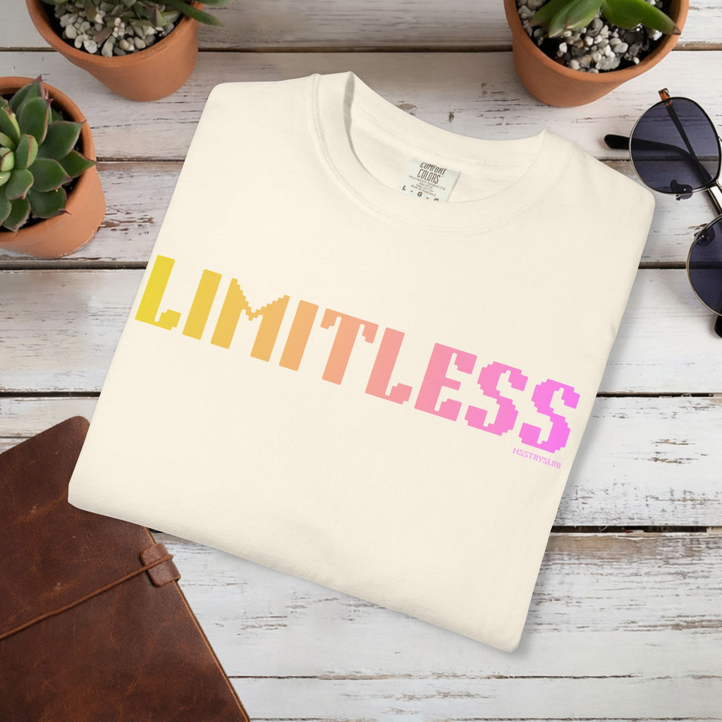 LIMITLESS Graphic T Shirt Aesthetic Streetwear Tee, Unisex Minimal Typography Shirt, Pastel Fashion Top