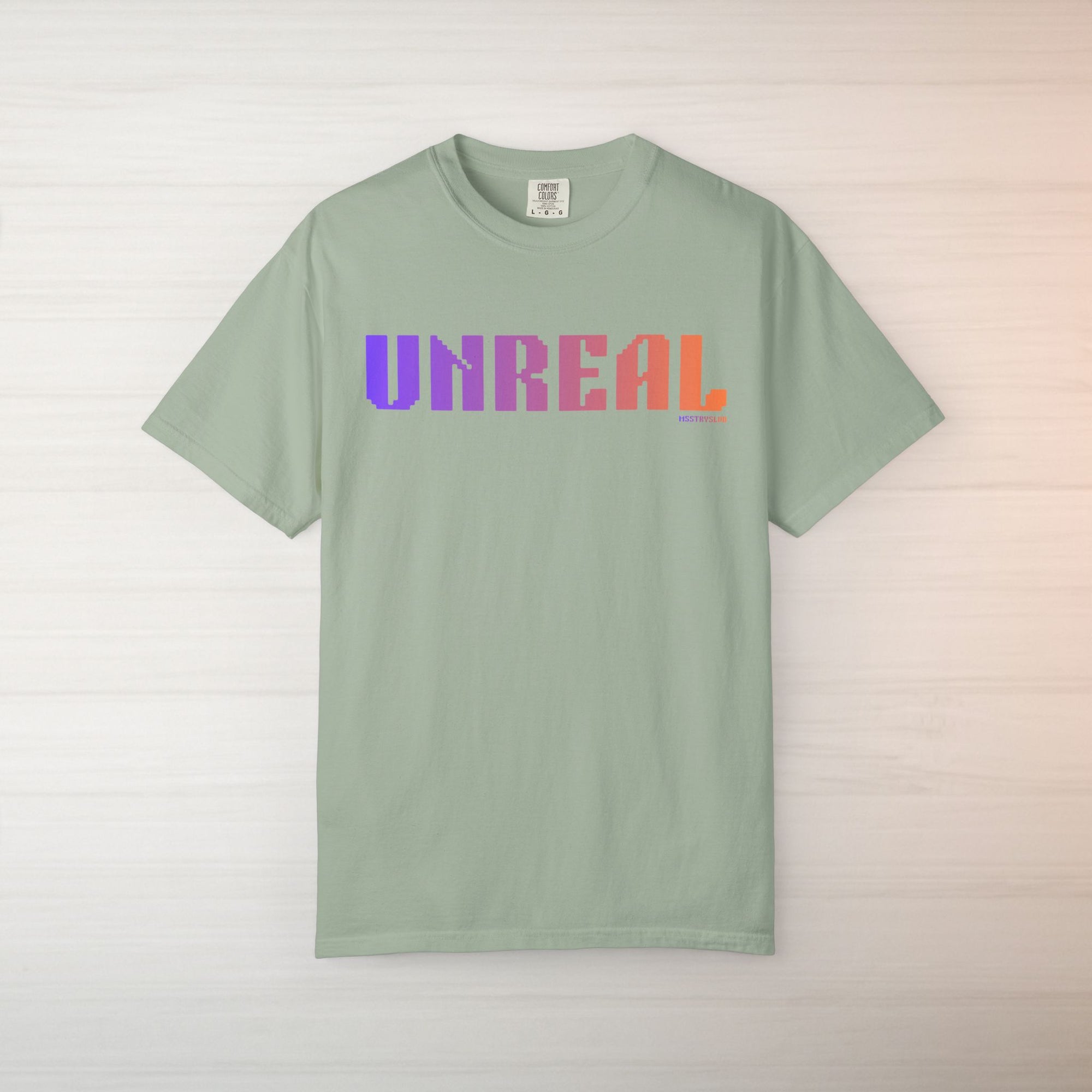 UNREAL Graphic T Shirt Aesthetic Streetwear Tee, Unisex Minimal Typography Shirt, Soft Pastel Fashion Top