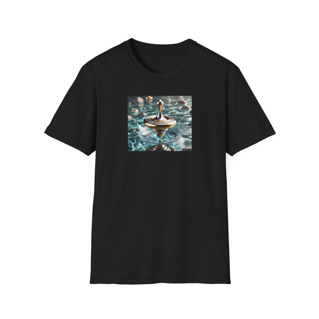 Golden Motion T-Shirt – Lux Surreal Spinning Top Art | Balance & Brilliance Graphic Tee