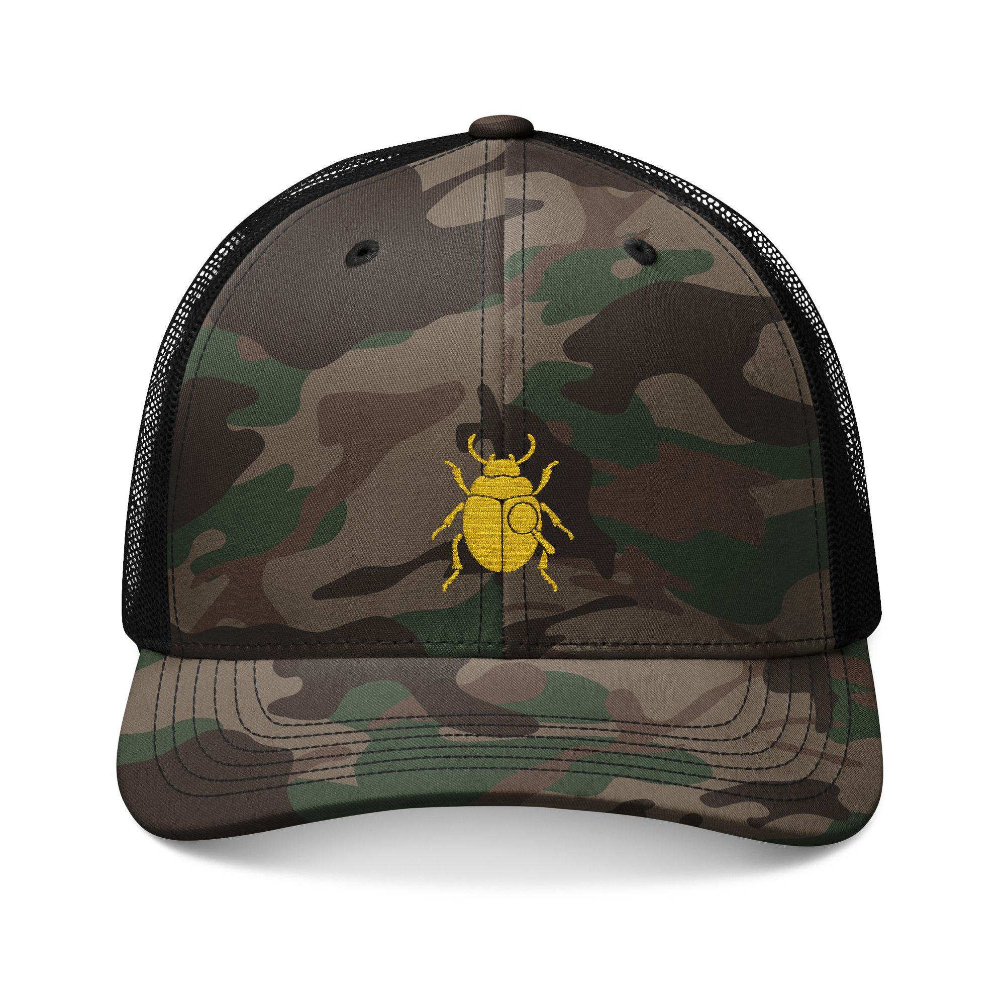 "FIND THE BEETLE NOT" Camouflage Trucker Hat (Embroidery)