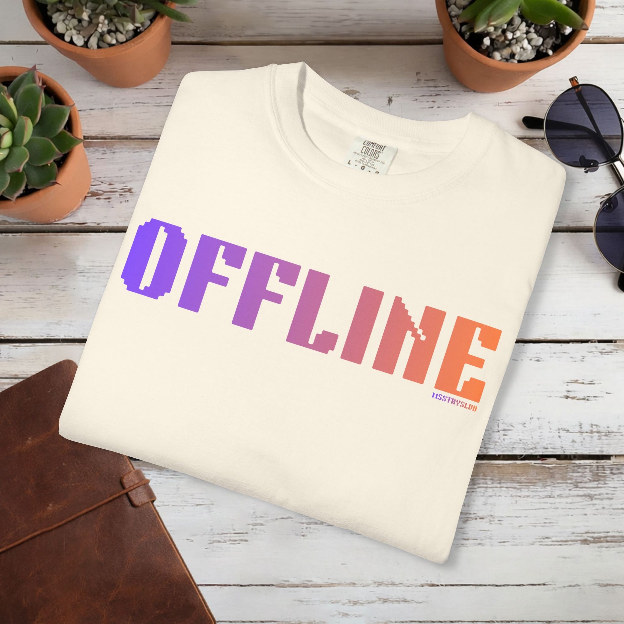 OFFLINE Graphic T Shirt Aesthetic Streetwear Tee, Unisex Minimal Typography Shirt, Travel Pastel Fashion Top