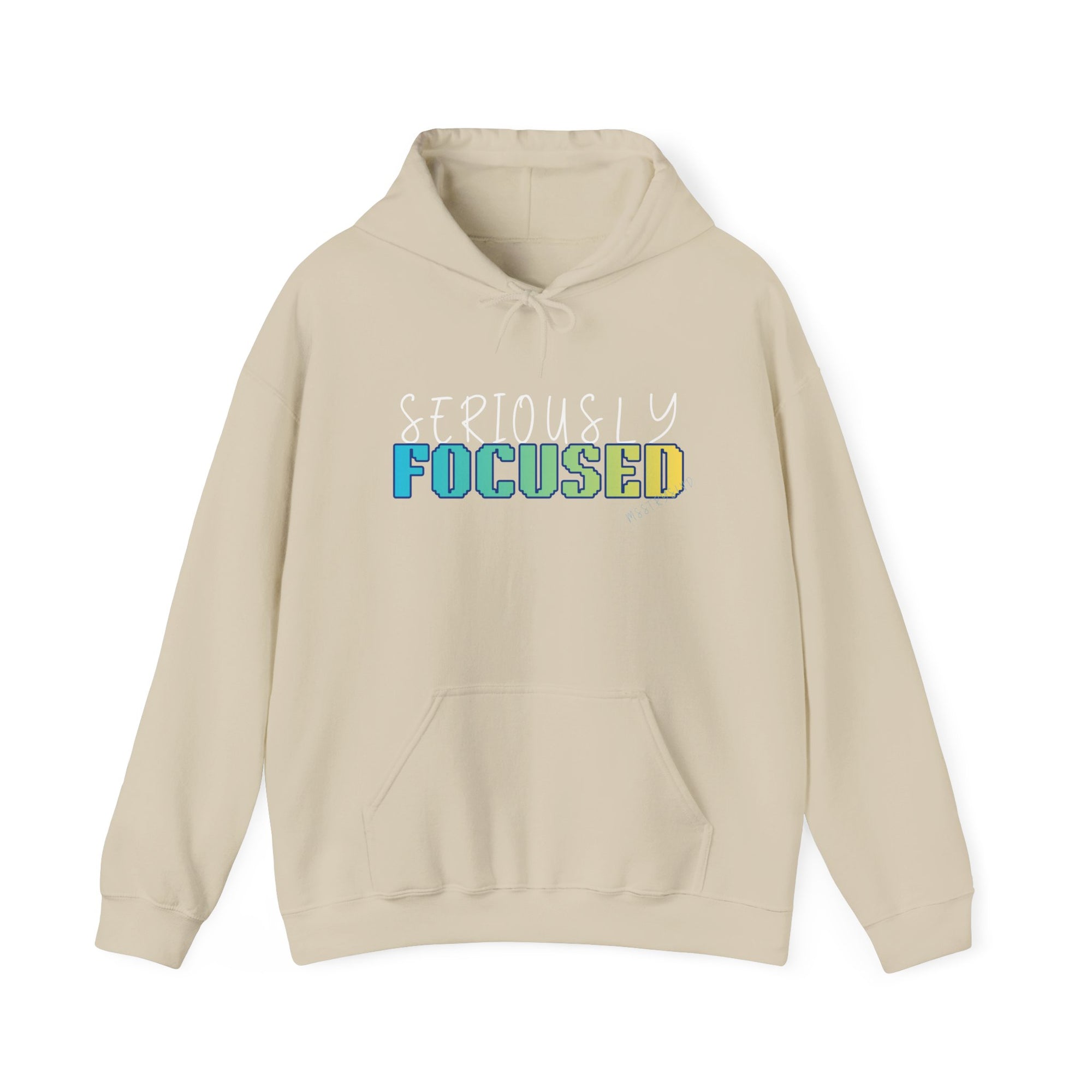 Embroidered Seriously Focused Heavy Blend™ Hooded Sweatshirt Quote Retro Pixel