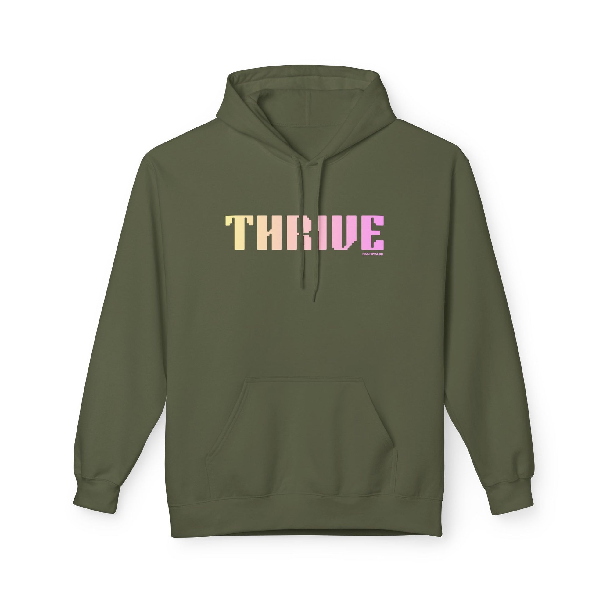 Thrive Bold Big Quote Hoodie | Positive Colorful Print Retro Graphic Pullover