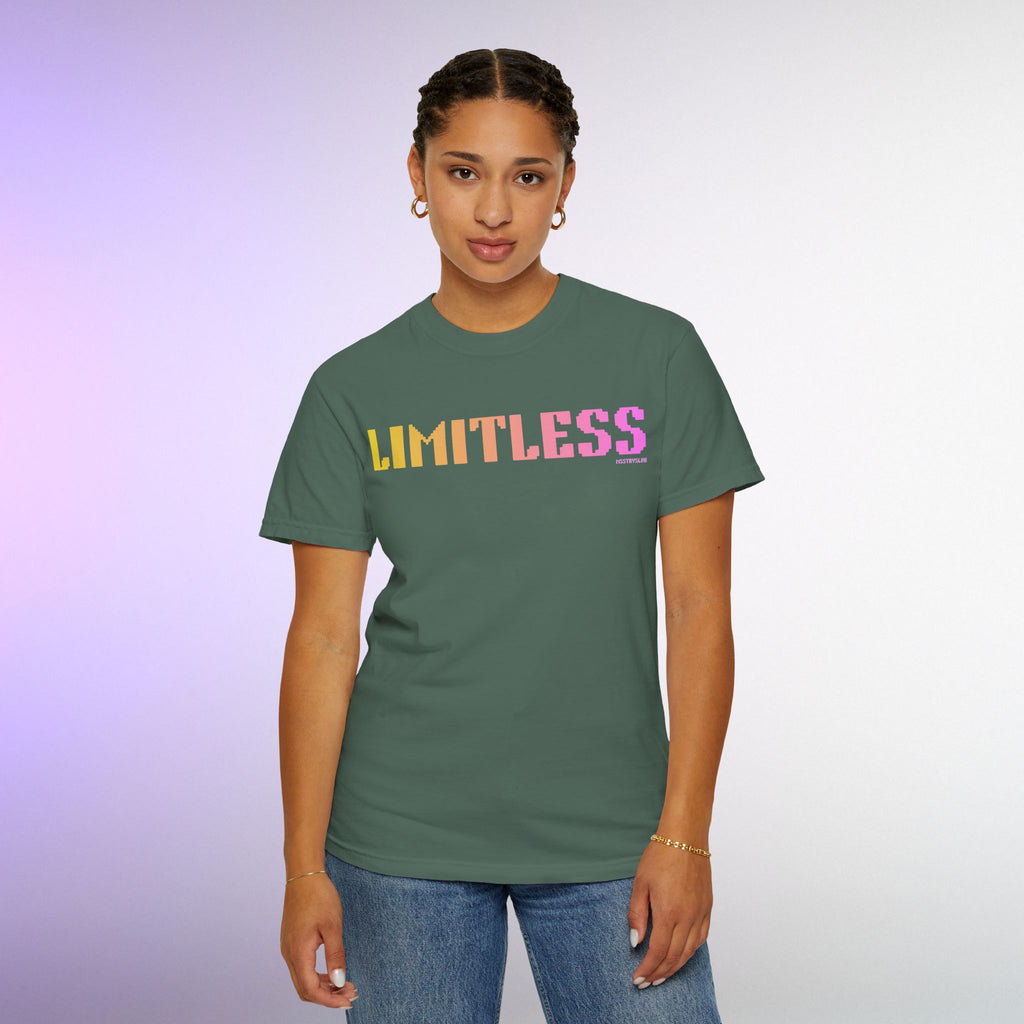 LIMITLESS Graphic T Shirt Aesthetic Streetwear Tee, Unisex Minimal Typography Shirt, Pastel Fashion Top