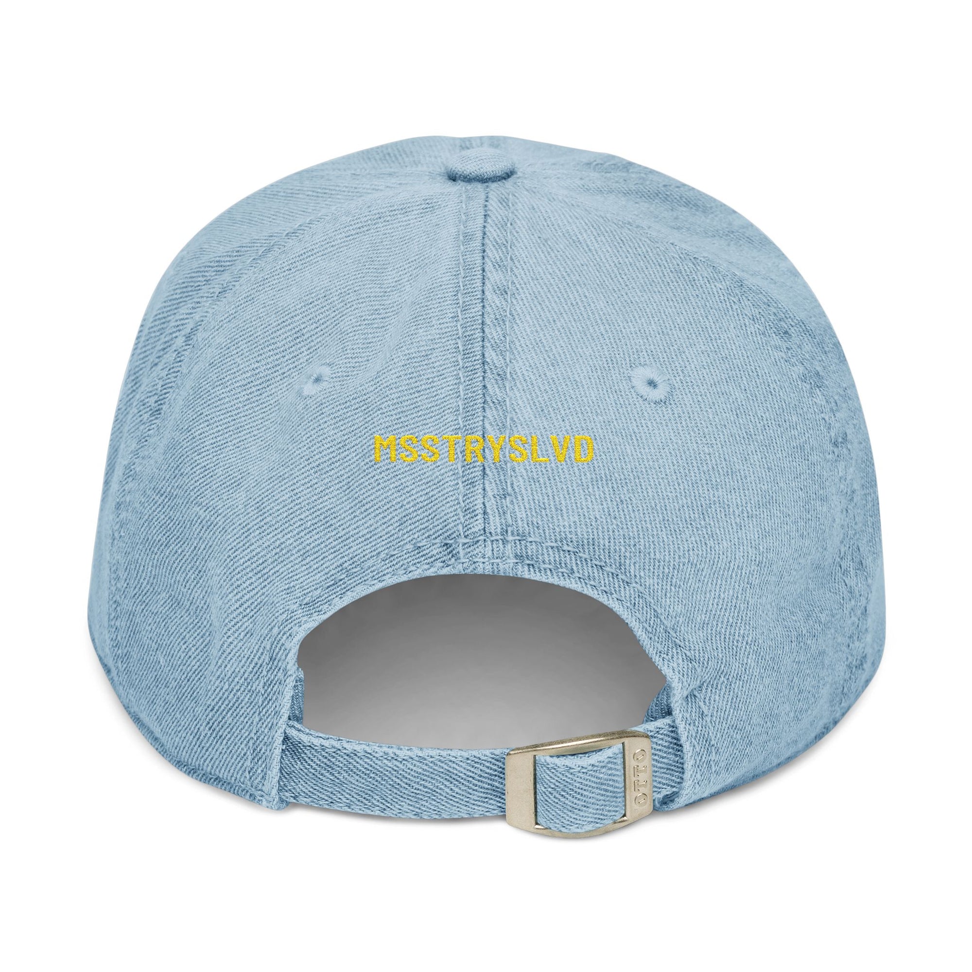 Denim Cap with Gold Beetle Embroidery – Retro Bug Design, Cool Streetwear Golden Insect Aesthetic Cap