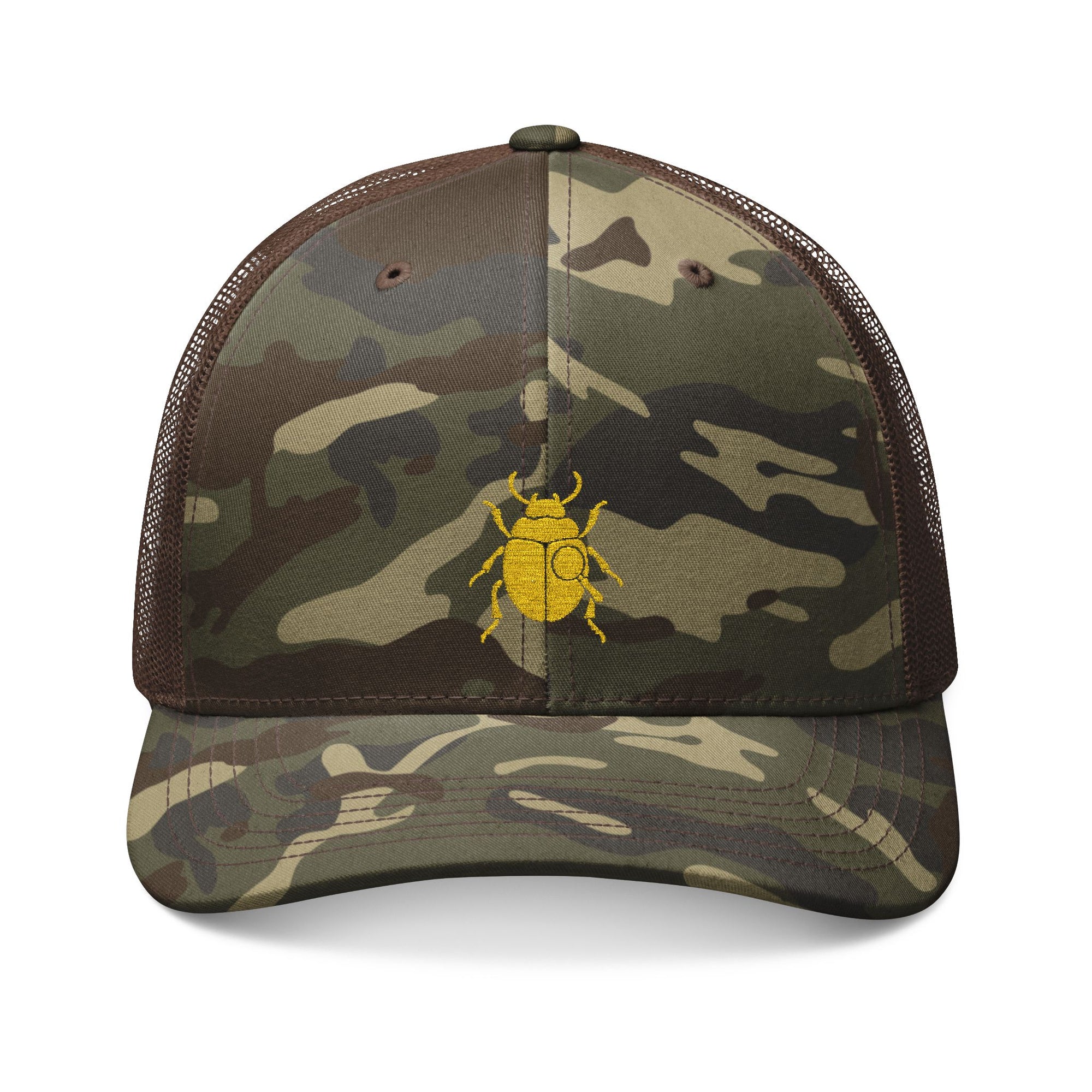 "FIND THE BEETLE NOT" Camouflage Trucker Hat (Embroidery)