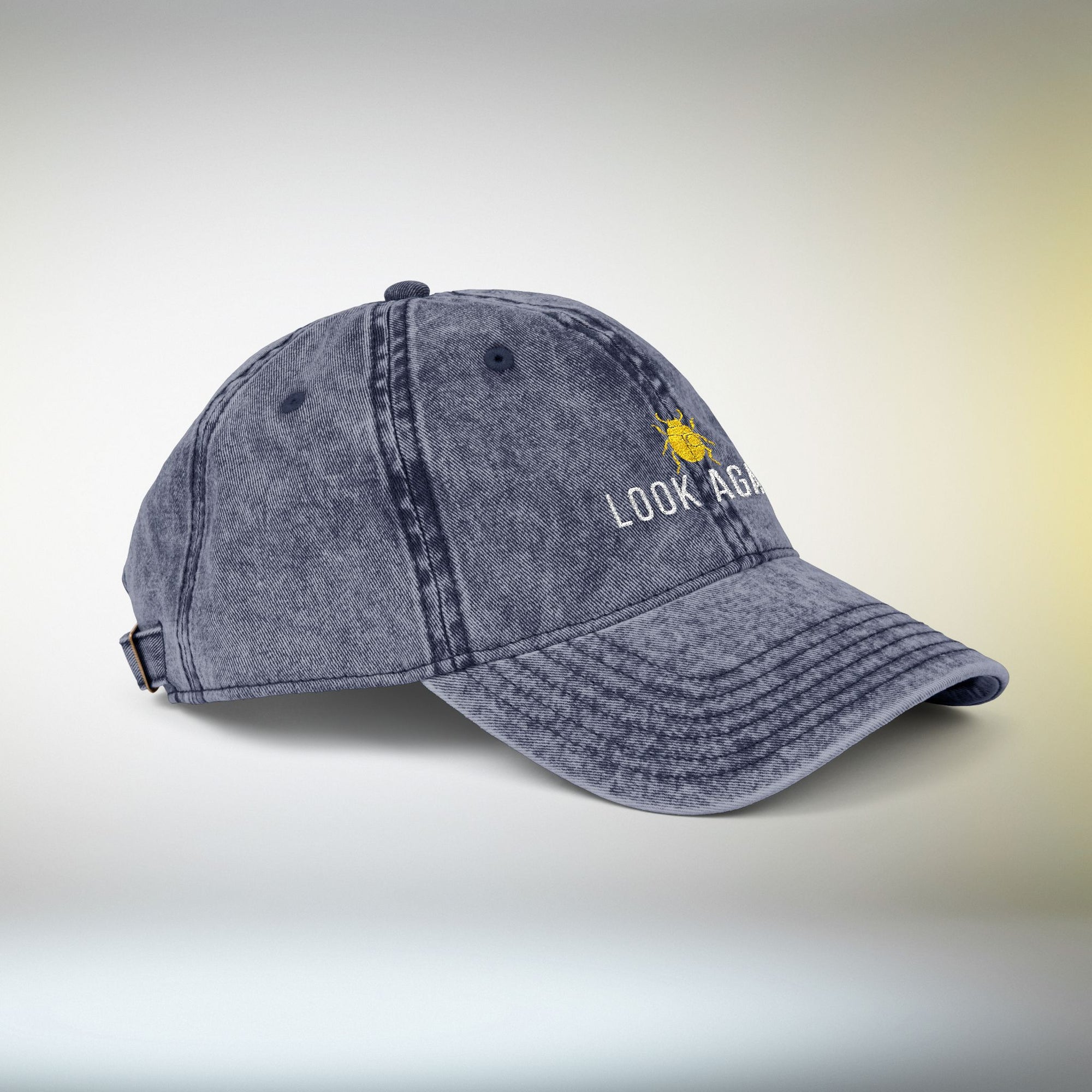 Look Again Embroidered Vintage Cap | Minimal Beetle Dad Hat, Premium Unisex Embroidery, Subtle Streetwear Hat