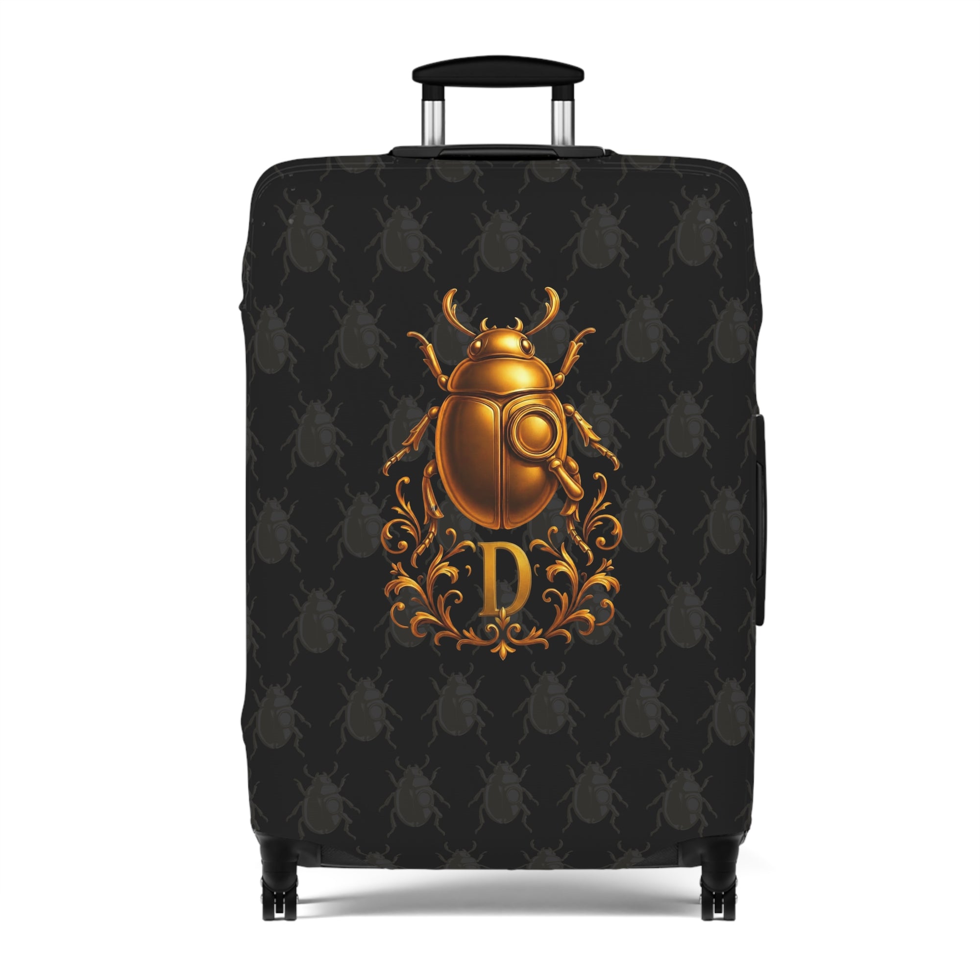 Golden Beetle Initial 'D' Luggage Cover Travel Suitcase Mid-Century Vintage Style