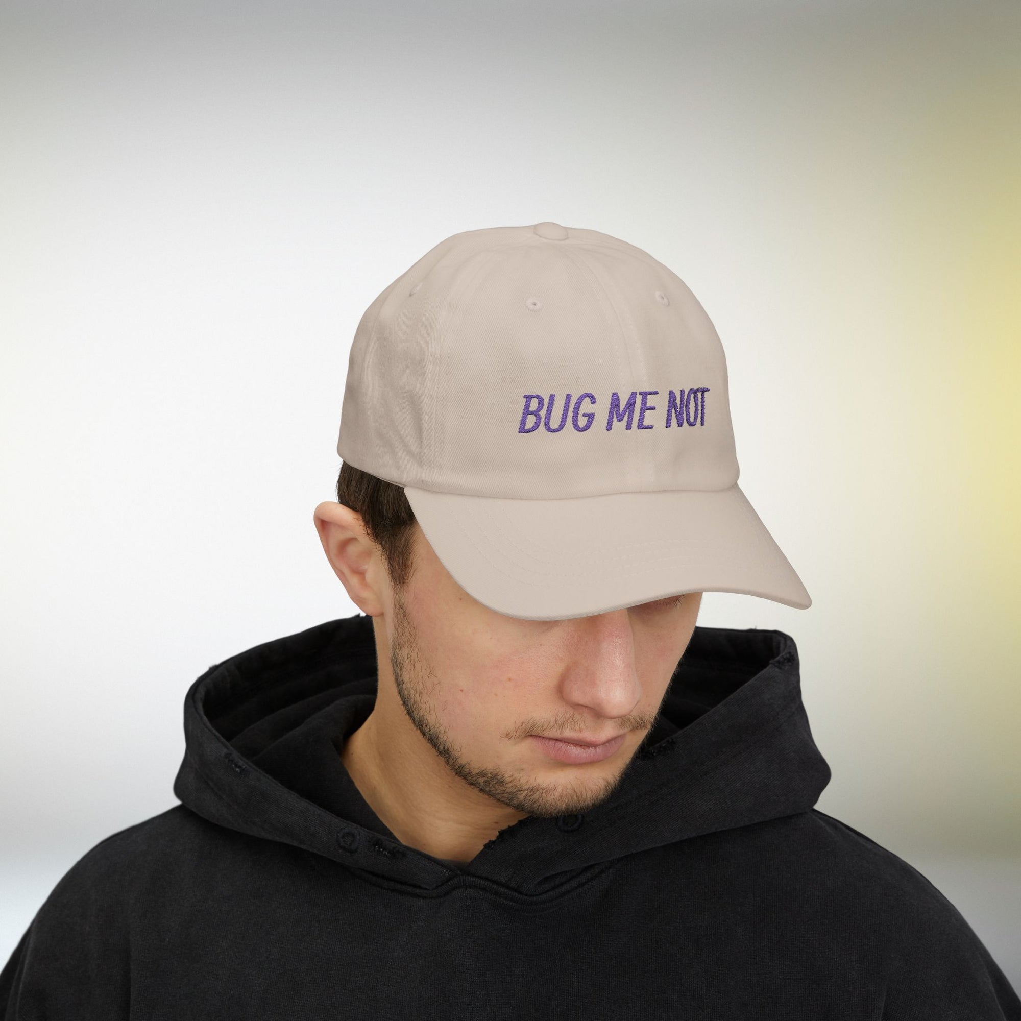 BUG ME NOT Embroidered Cap | Funny Beetle Hat | Minimal Streetwear Dad Cap | Unisex Insect Embroidery Hat