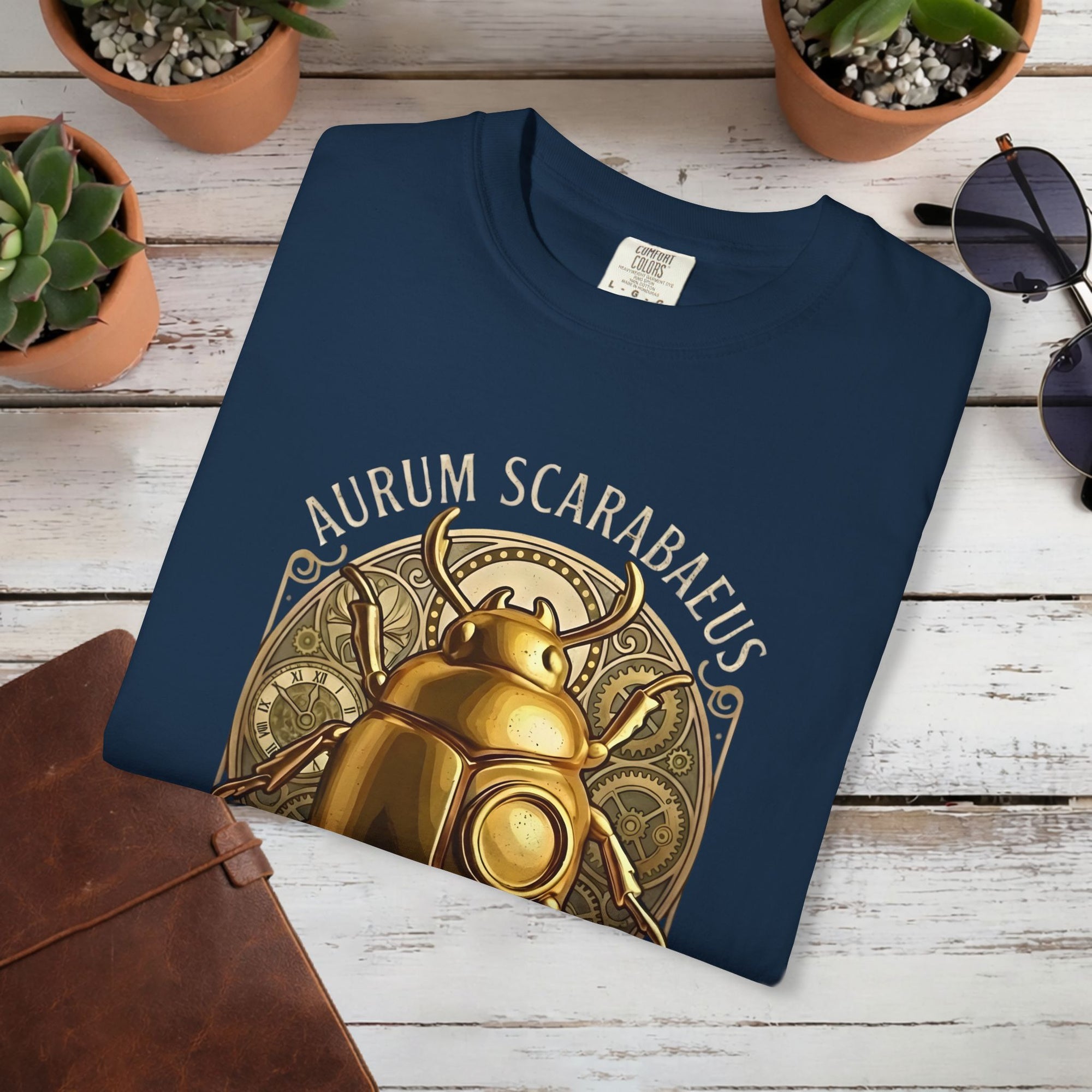 Golden Scarab T Shirt Aurum Scarabaeus | Seek & Discover Graphic Tee | Mystical Beetle Symbol Shirt | Unisex Vintage Art Tee