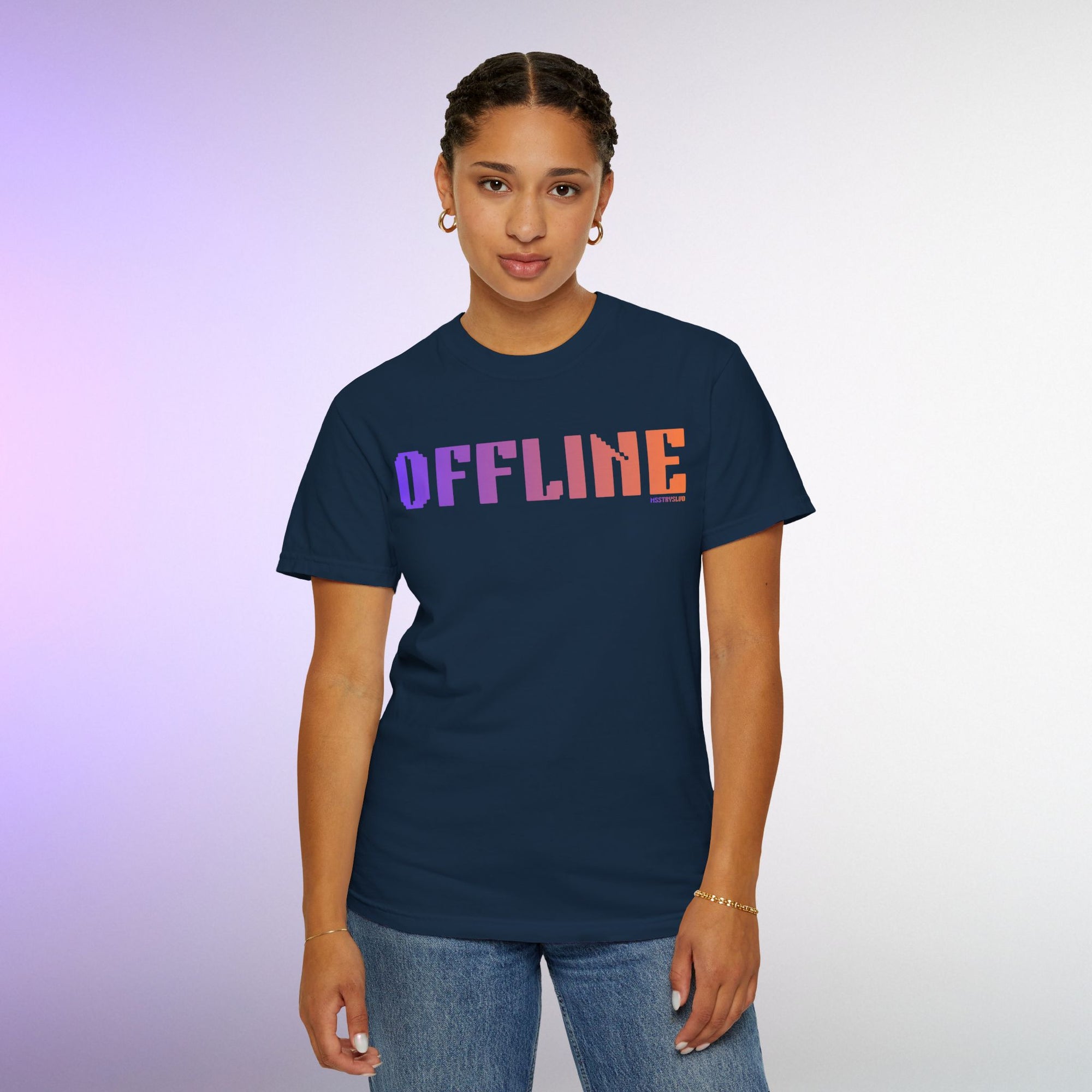 OFFLINE Graphic T Shirt Aesthetic Streetwear Tee, Unisex Minimal Typography Shirt, Travel Pastel Fashion Top