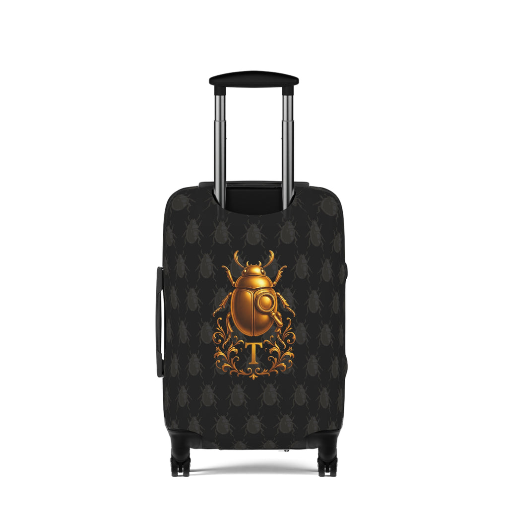 Golden Beetle Initial 'T' Luggage Cover Travel Suitcase Mid-Century Vintage Style