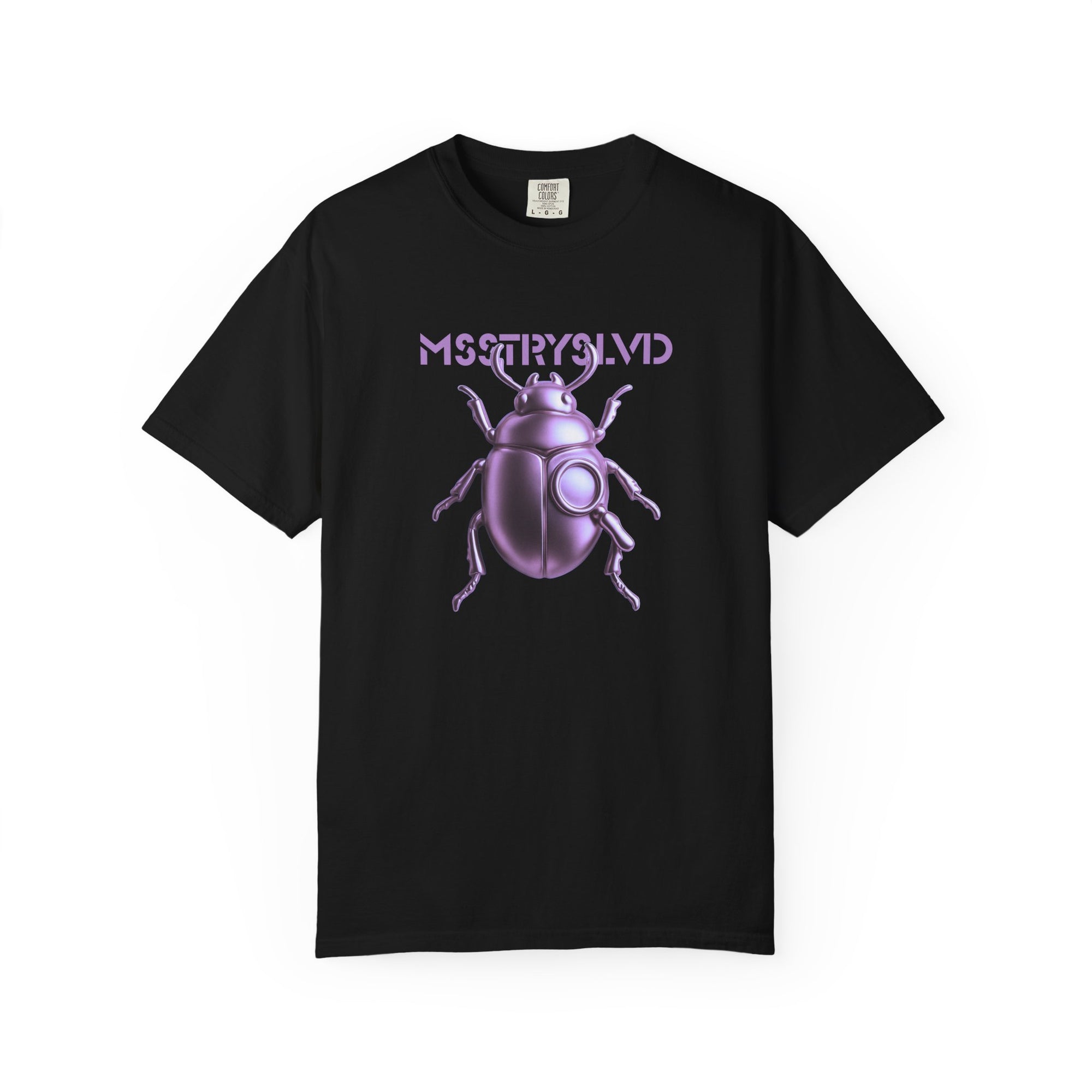 Cyber Beetle Graphic T-Shirt – Futuristic Insect Streetwear Tee, Neon Purple Bug Design Techwear Top For Men & Women