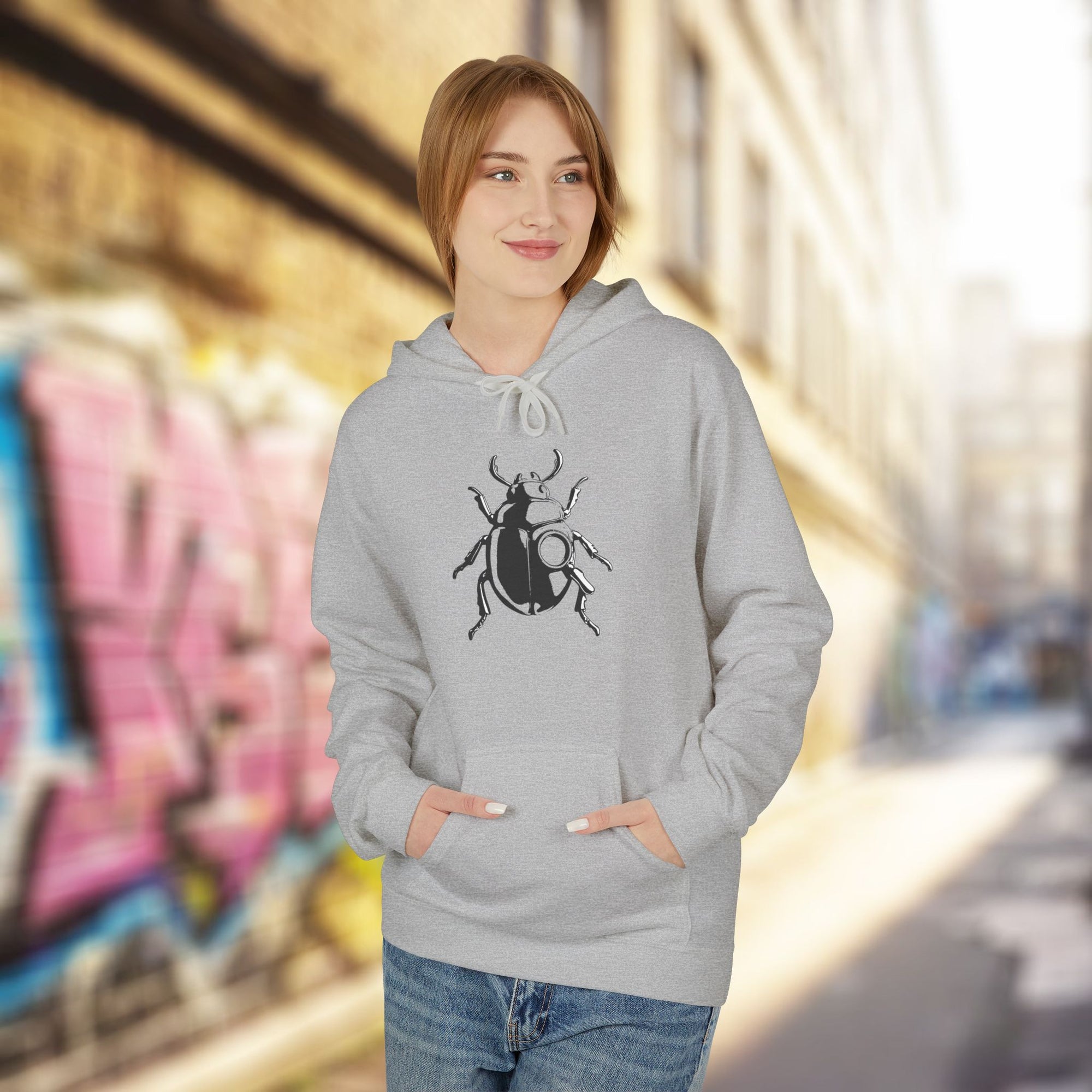 Beetle Graphic Hoodie Minimalist Insect Nature-Inspired Elegant Hoodie