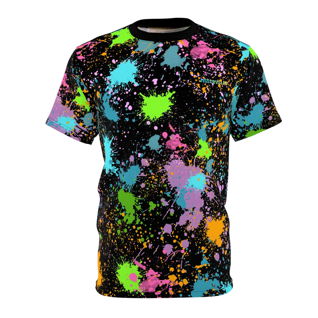 Neon Paint Splatter T-Shirt | Colourful Graphic Tee Festival Rave Streetwear Top
