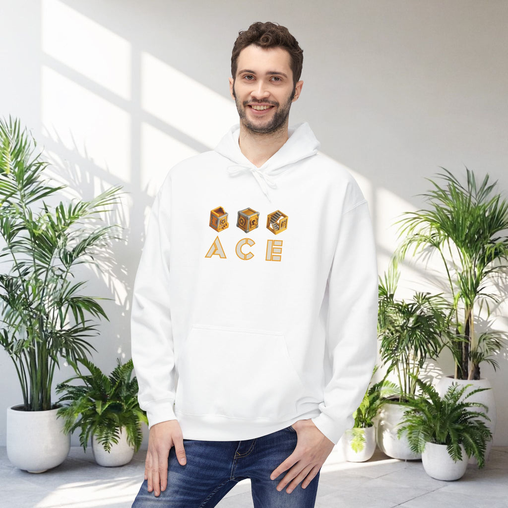 ACE Vault Hoodie – Gaming Puzzle Vault Icon Design, Retro Gamer Graphic Hoodie