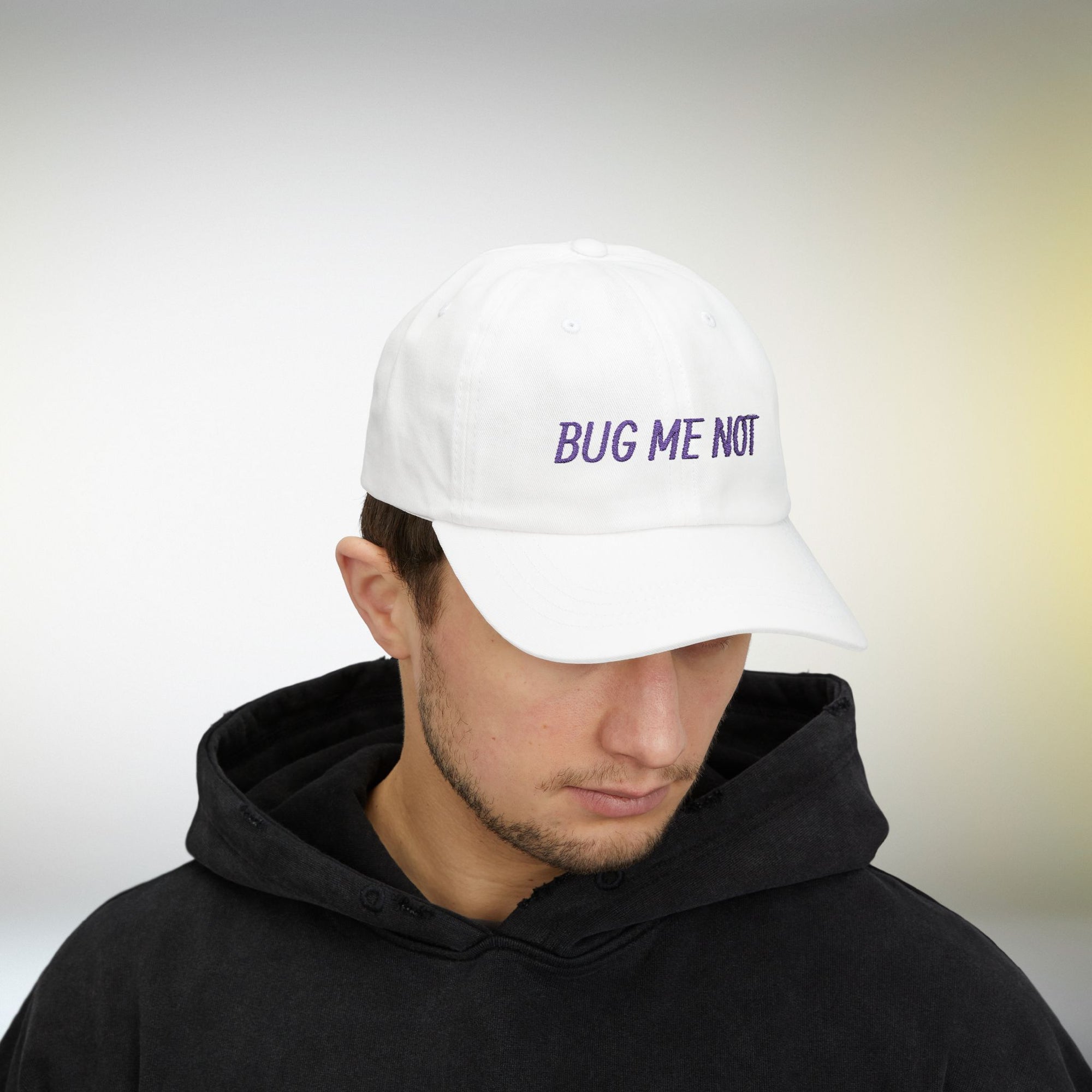 BUG ME NOT Embroidered Cap | Funny Beetle Hat | Minimal Streetwear Dad Cap | Unisex Insect Embroidery Hat