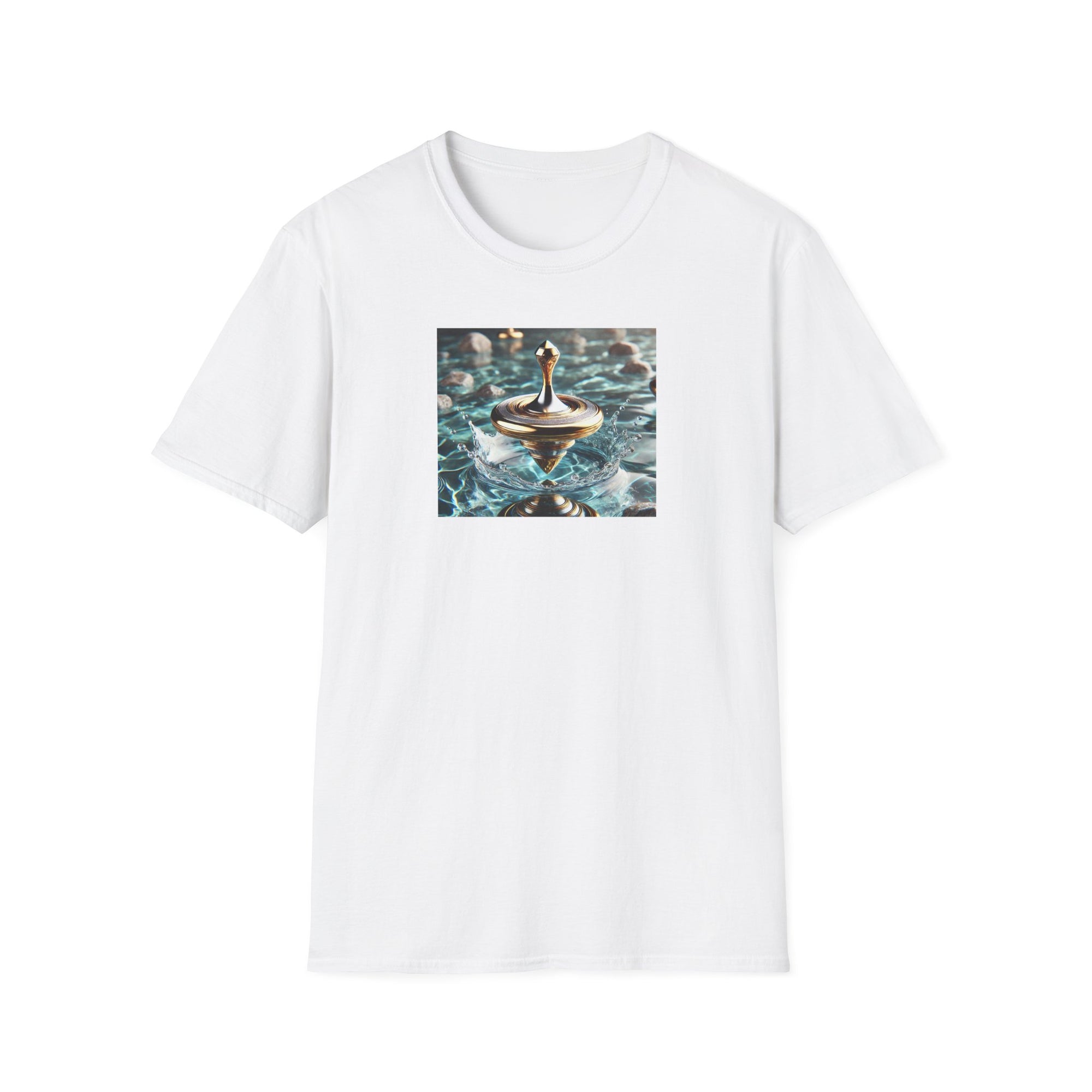 Golden Motion T-Shirt – Lux Surreal Spinning Top Art | Balance & Brilliance Graphic Tee