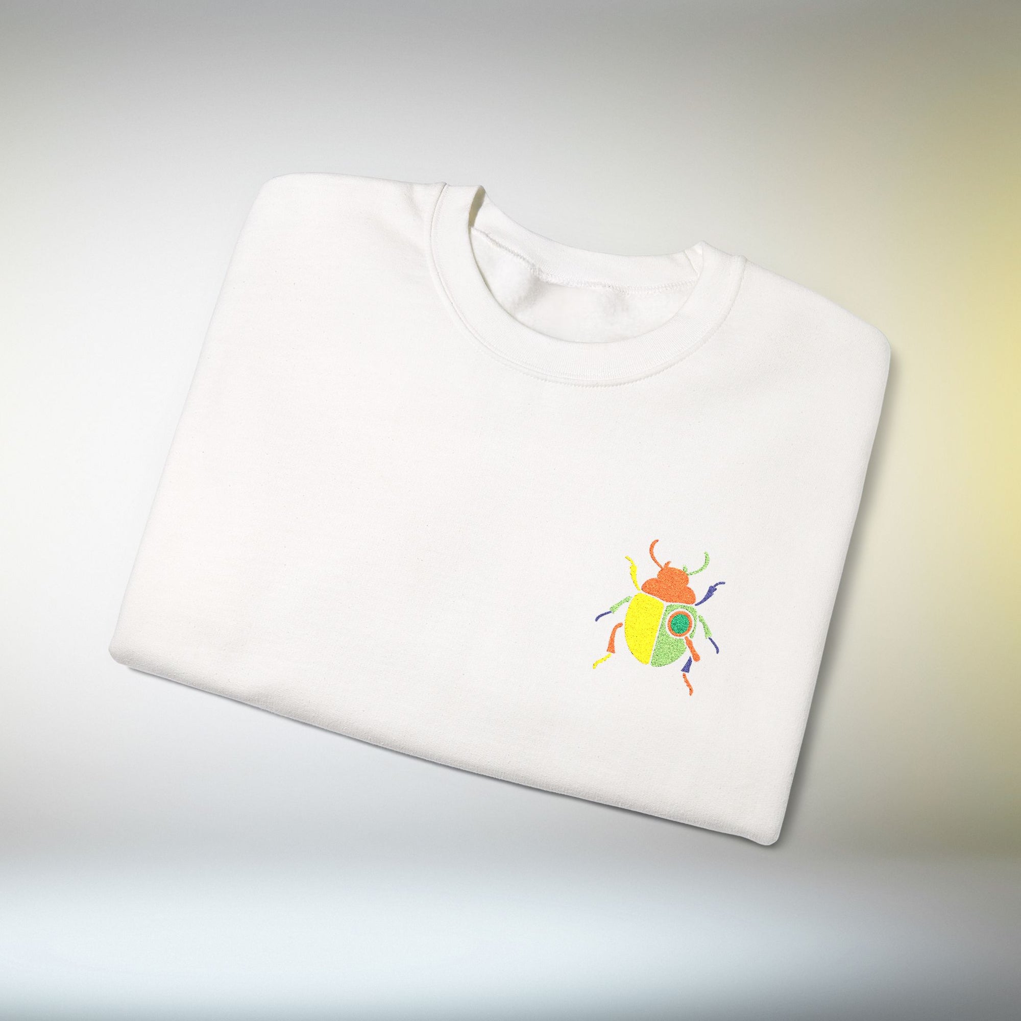 Embroidered Beetle Sweatshirt | Minimal Mystery Insect Design | Unisex Long Sleeve Crewneck | Mid Century Inspired Aesthetic Streetwear