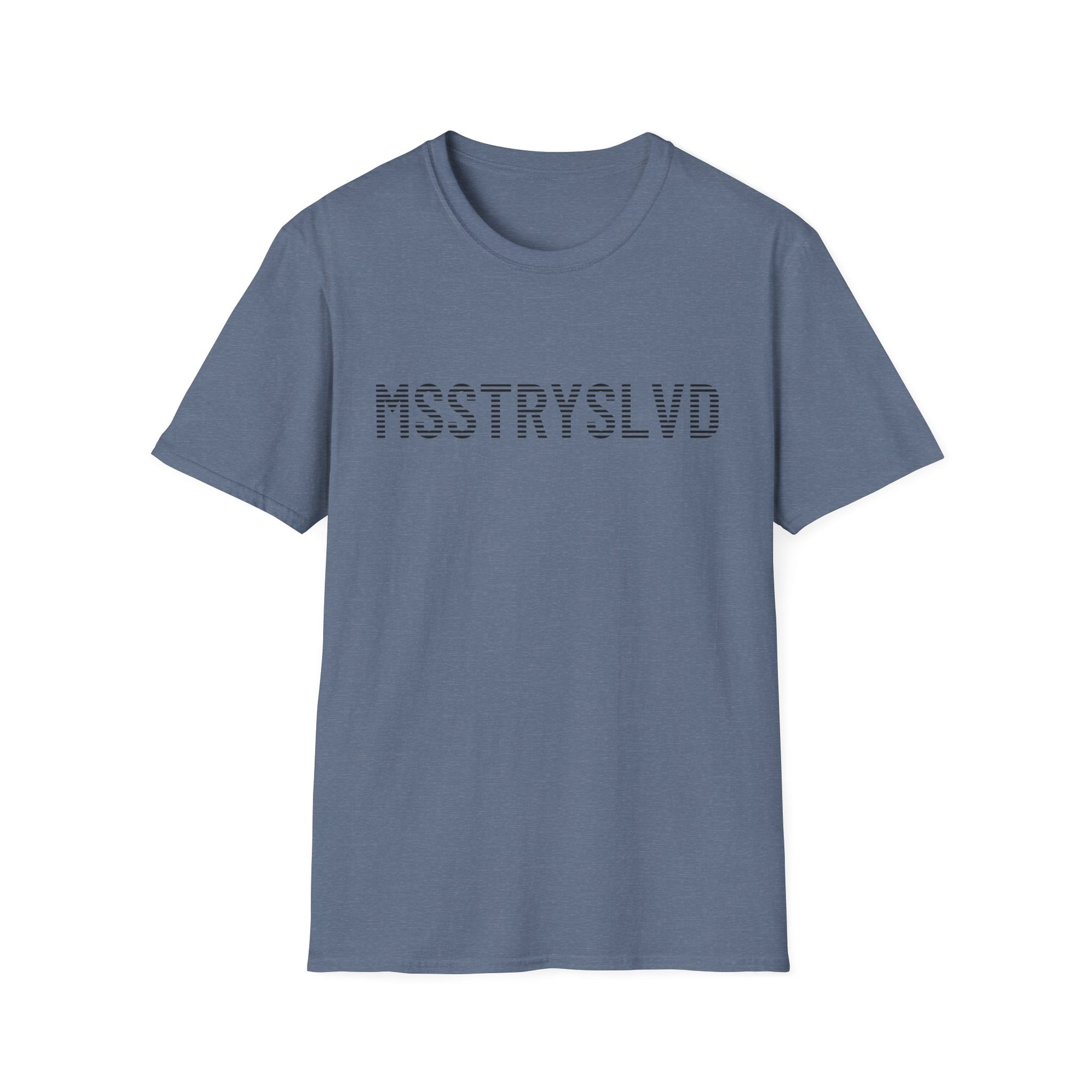 MSSTRYSLVD Word Stripe Graphic T-Shirt – Industrial Font Design Tee, Bold Text Unisex Shirt, Typography Lovers Gift, Minimalist Urban Style