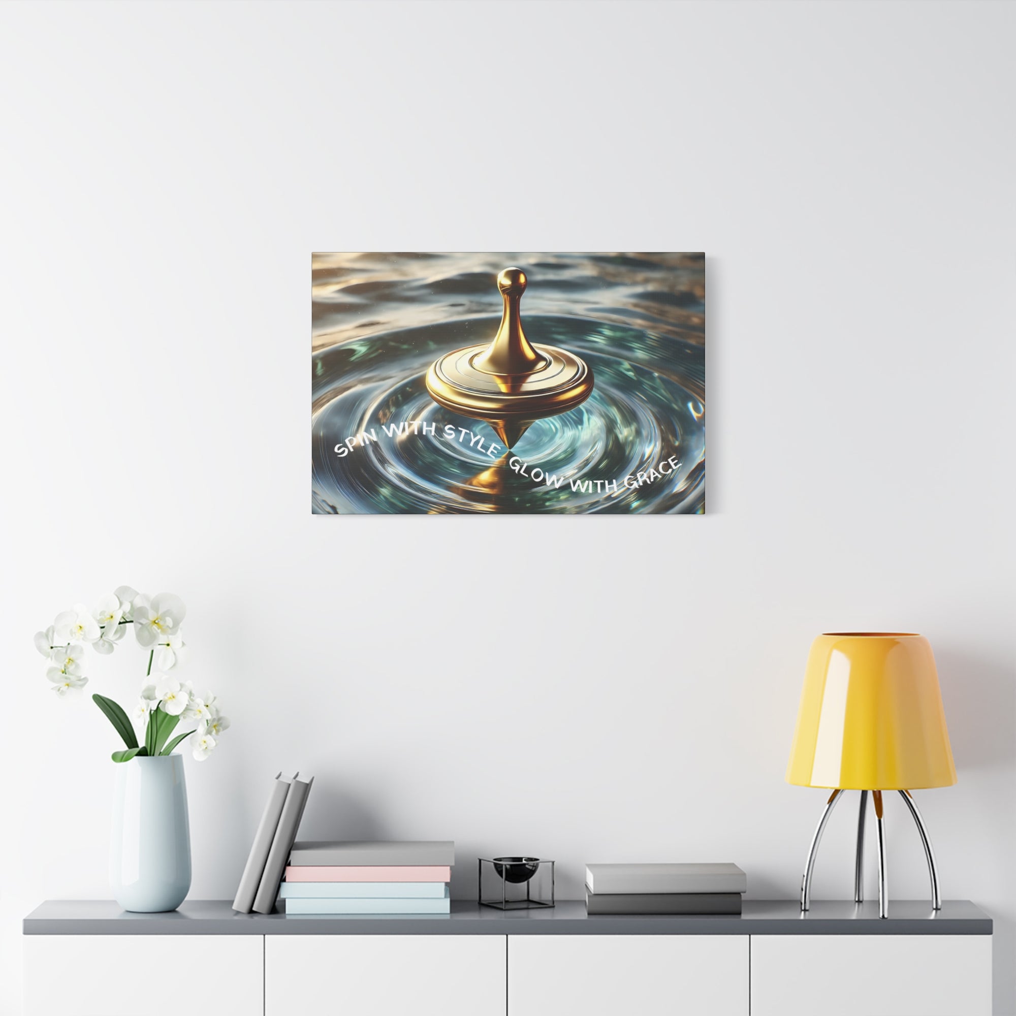 Spin with Style – Golden Spinning Top Matte Canvas | Glow with Grace Inspirational Wall Art