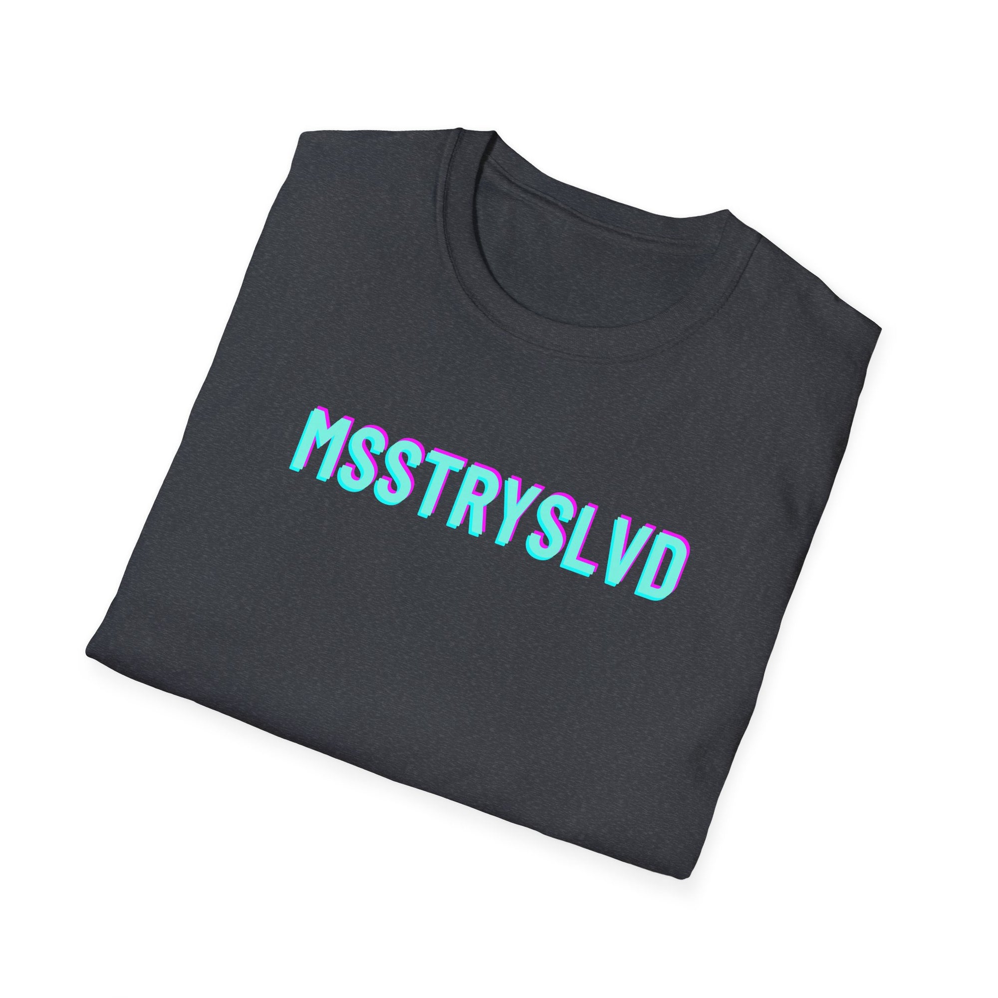 MSSTRYSLVD Neon Glitch Type II T-Shirt – Bold Text Unisex Shirt, Typography Lovers Gift
